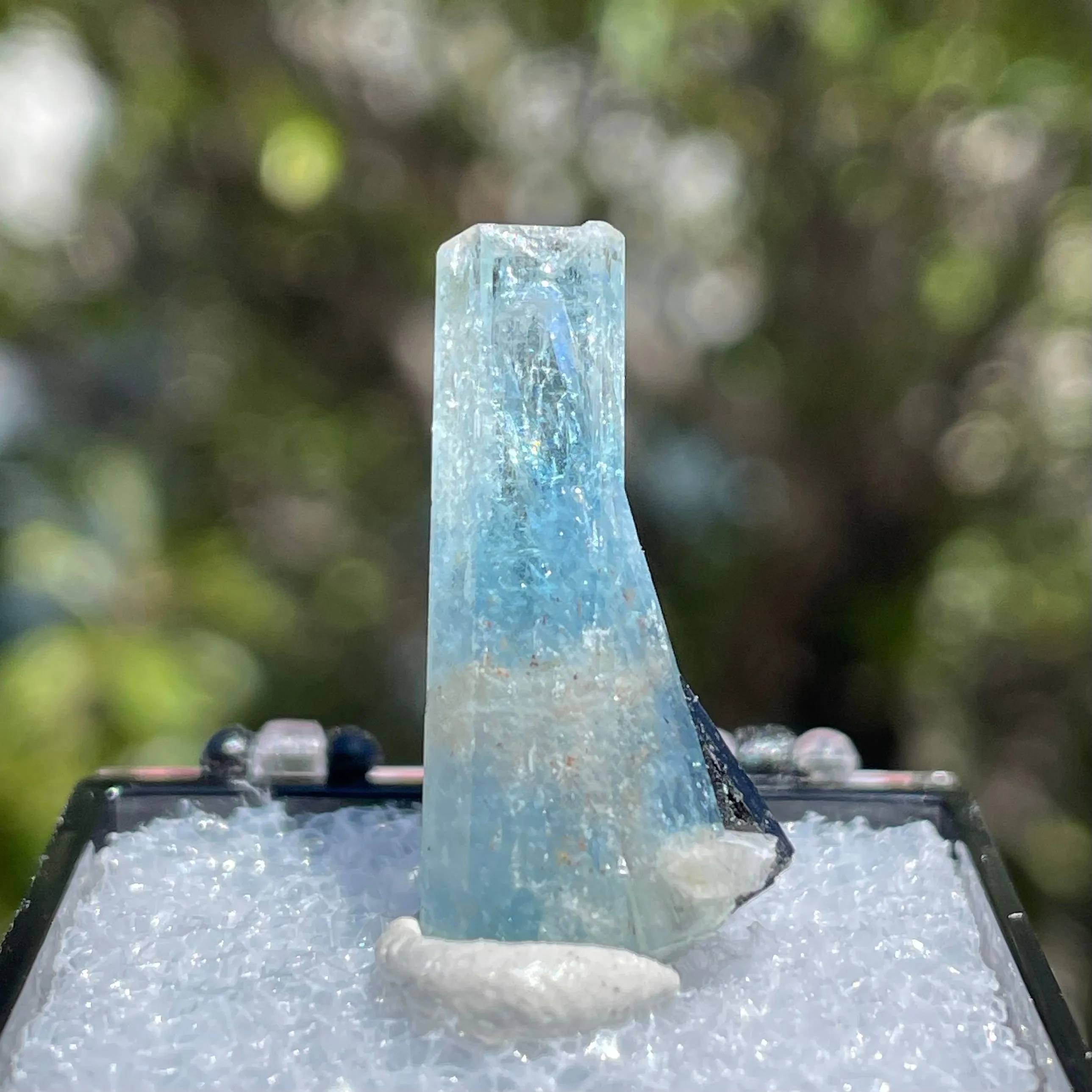 1 Set of 3 Bright Blue Aquamarine and Aquamarine w. Black Tourmaline from Erongo Mountain, Namibia