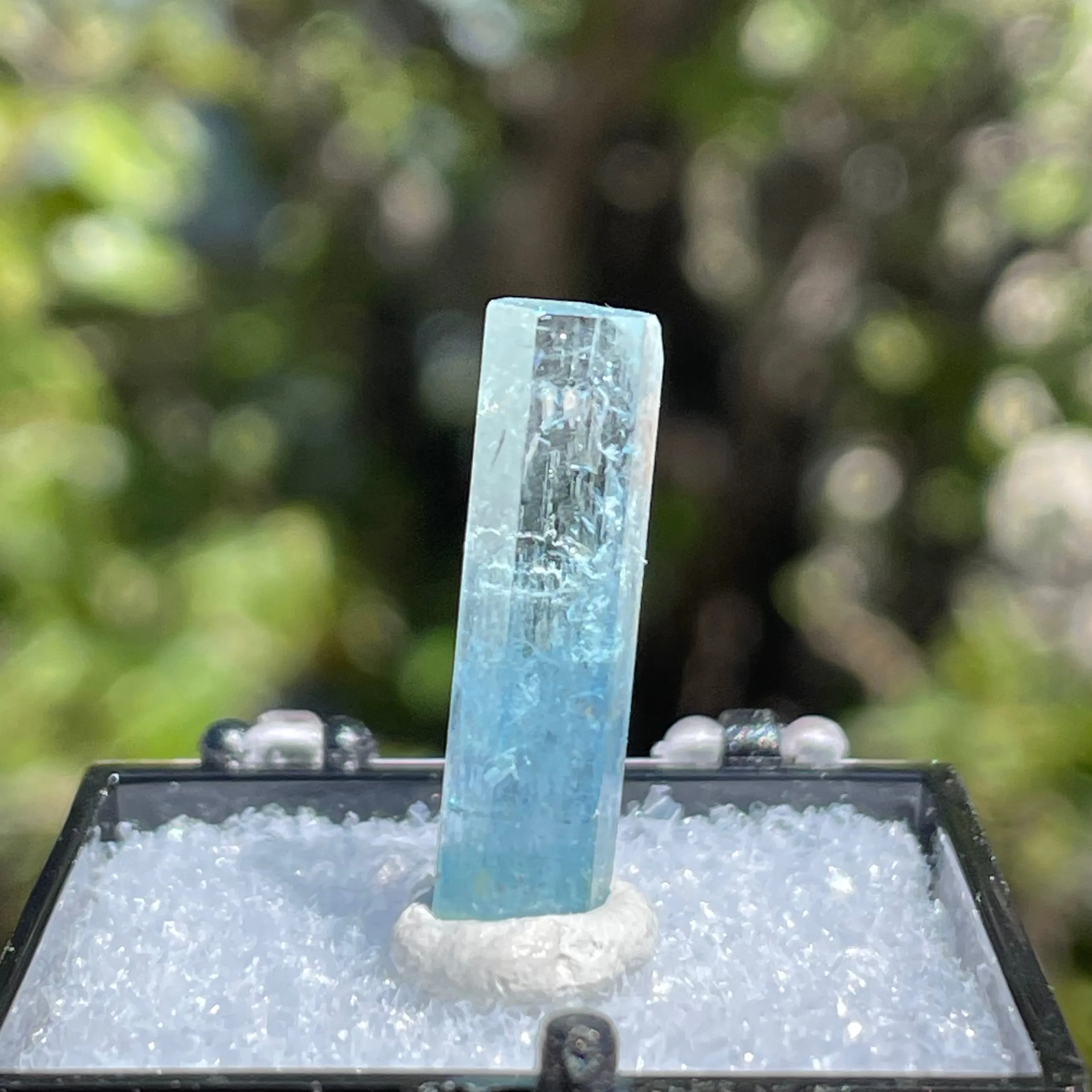 1 Set of 3 Bright Blue Aquamarine and Aquamarine w. Black Tourmaline from Erongo Mountain, Namibia