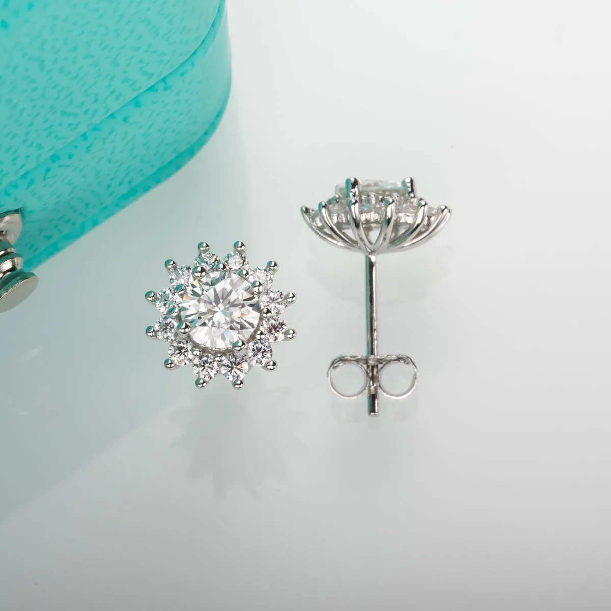 1.0CT D Color Moissanite Earrings925 Sterling Silver Stud Earrings