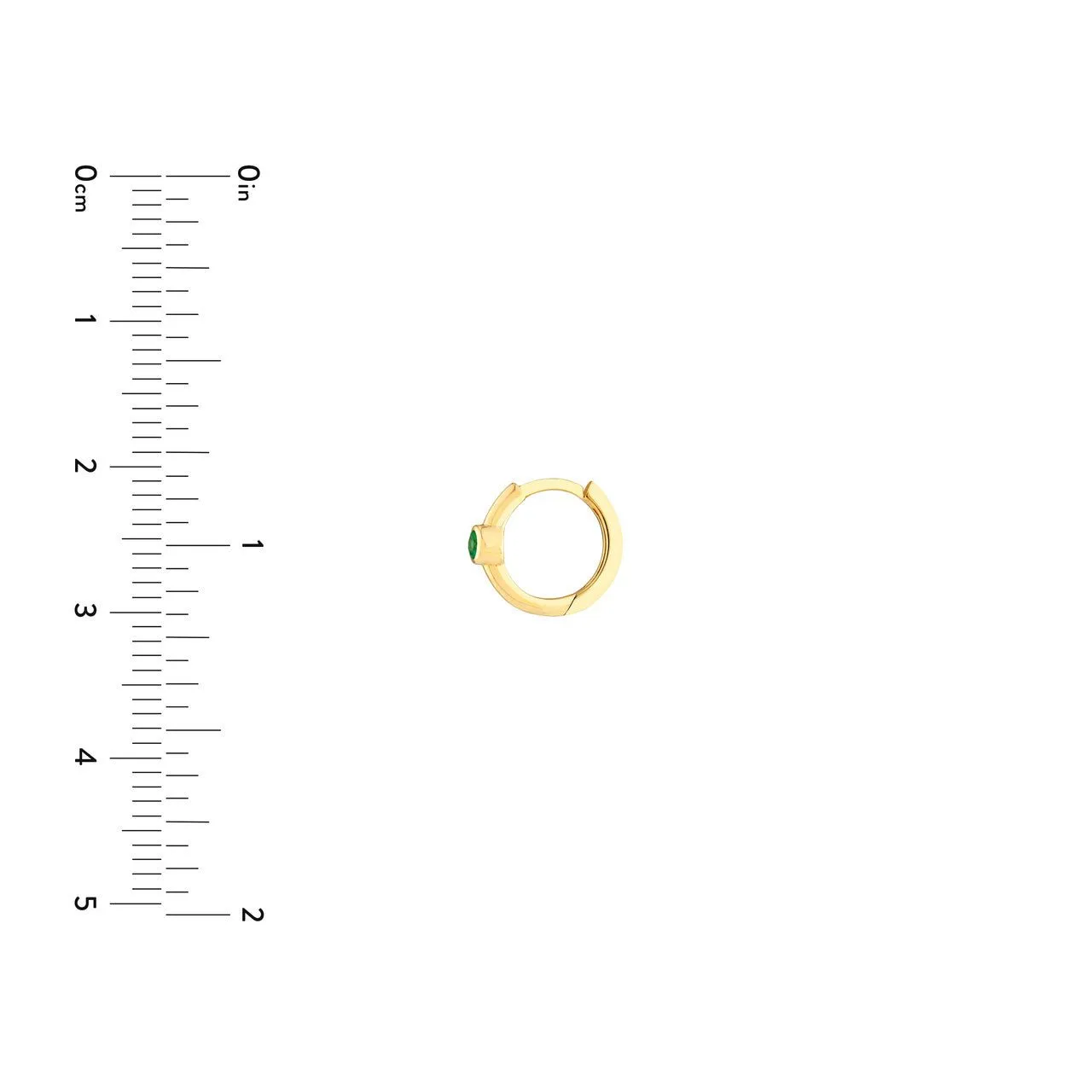 14K Gold Emerald Huggie Earrings