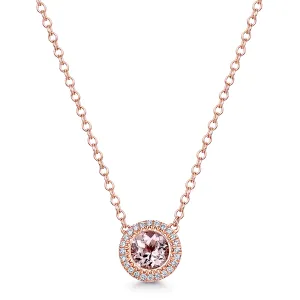 18ct Rose Gold Morganite & Diamond Pendant