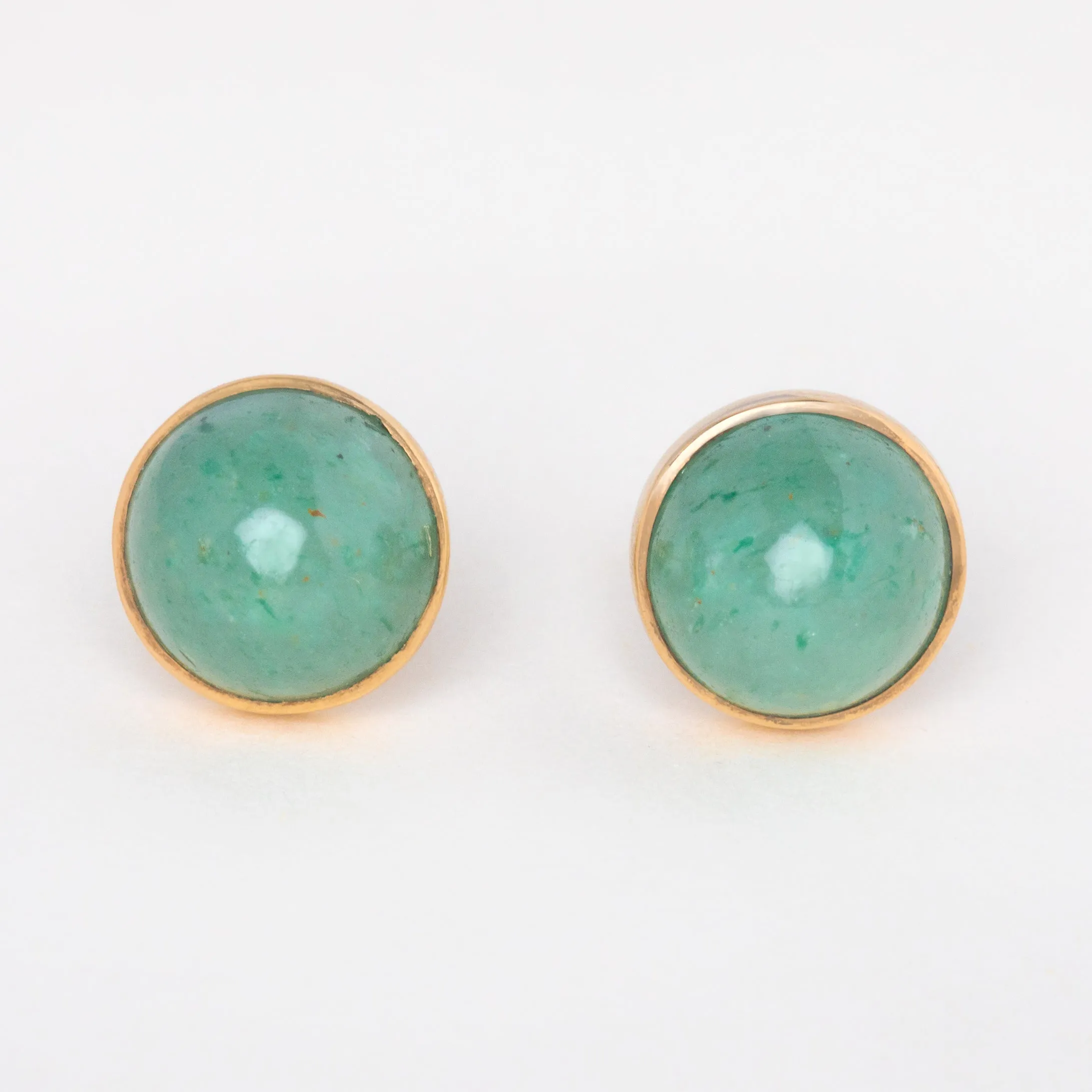 9ct Gold Bezel Set Jade Cabochon Stud Earrings