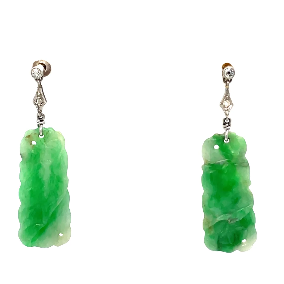 Antique Jadeite and Diamond Earrings