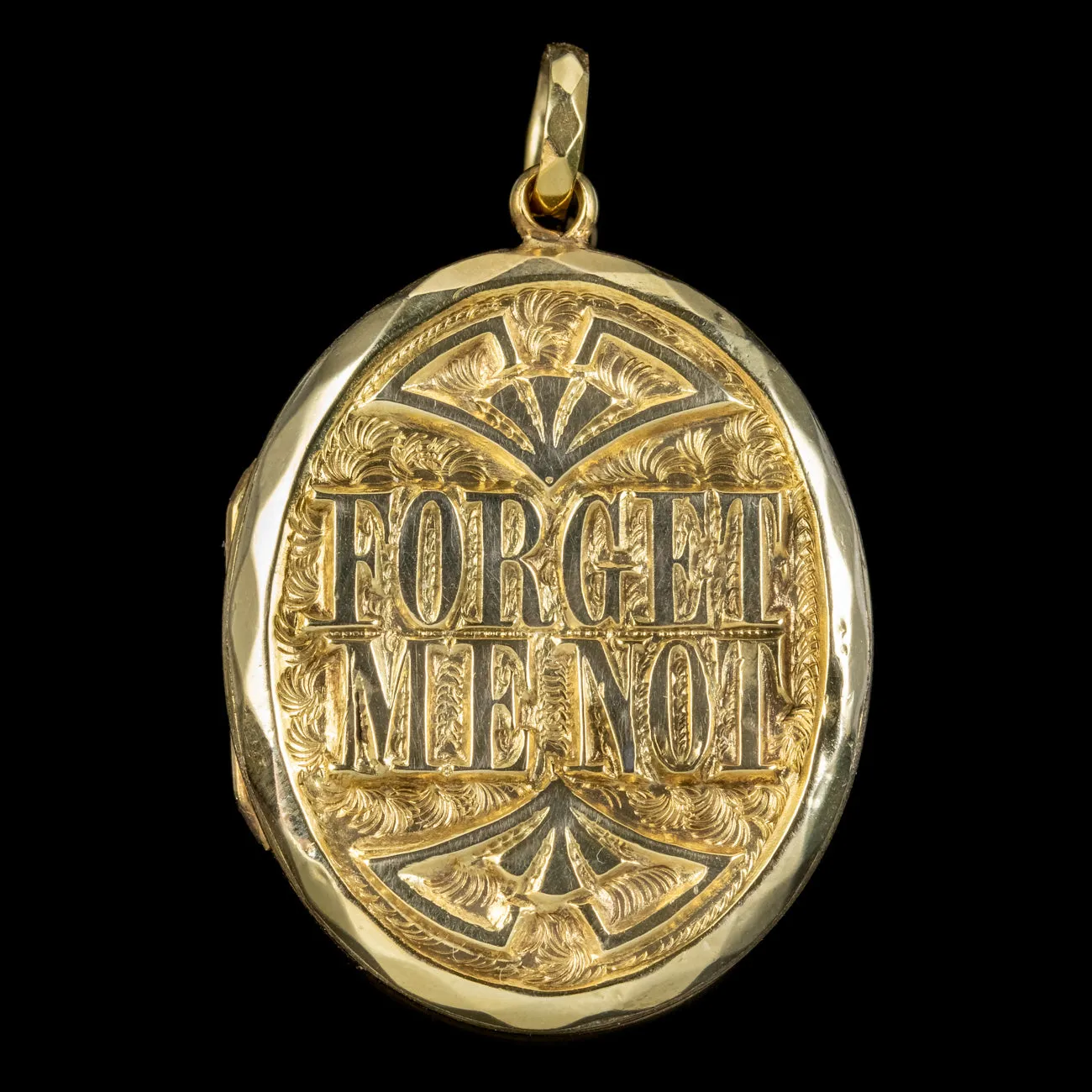 Antique Victorian Forget Me Not Locket Gold Back And Front