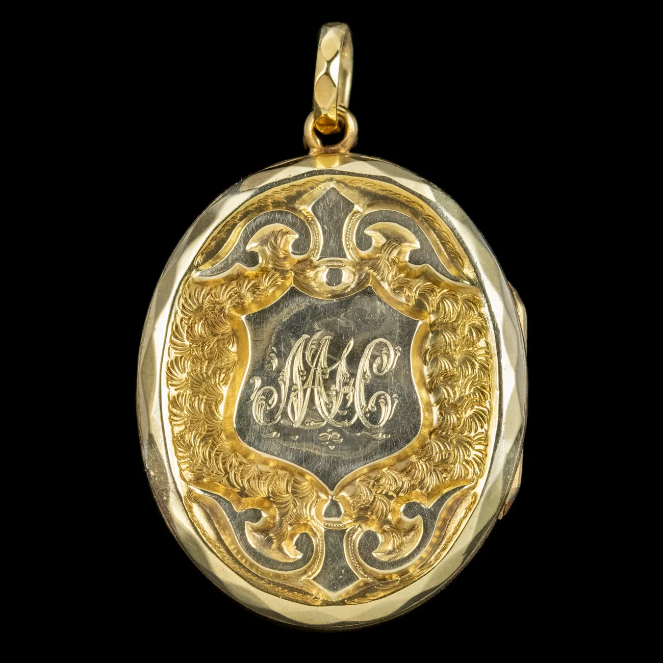 Antique Victorian Forget Me Not Locket Gold Back And Front