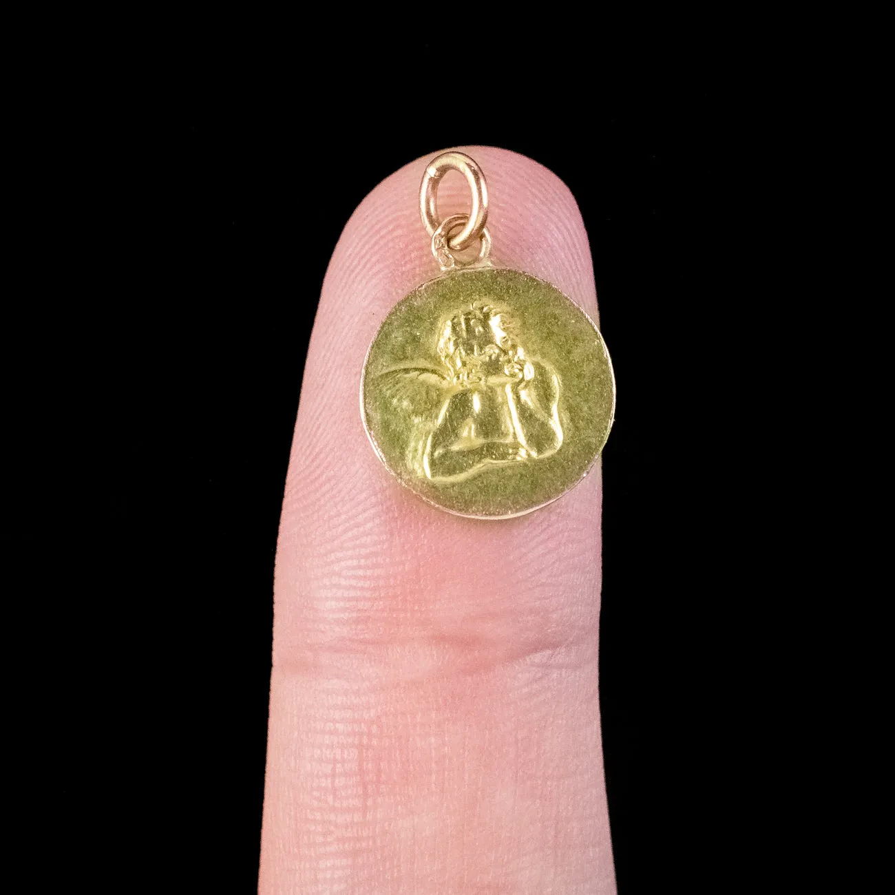 Antique Victorian French Cherub Charm Pendant 18ct Gold