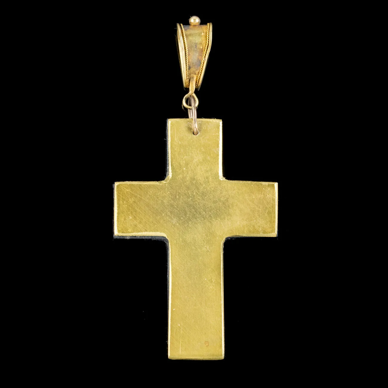 Antique Victorian Micro Mosaic Cross Pendant Forget Me Nots Circa 1860 Boxed