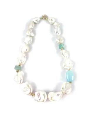Aqua Pearl 9ct Necklace
