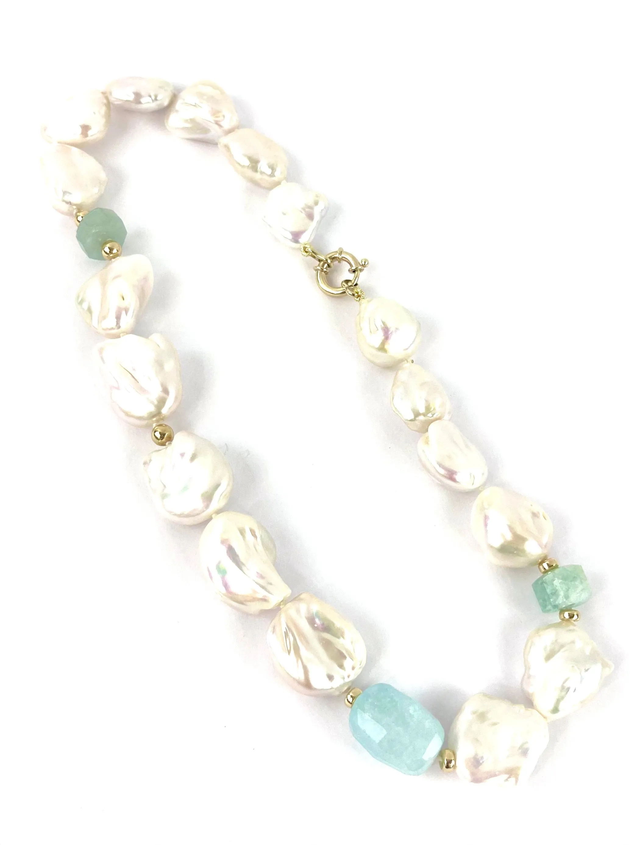 Aqua Pearl 9ct Necklace
