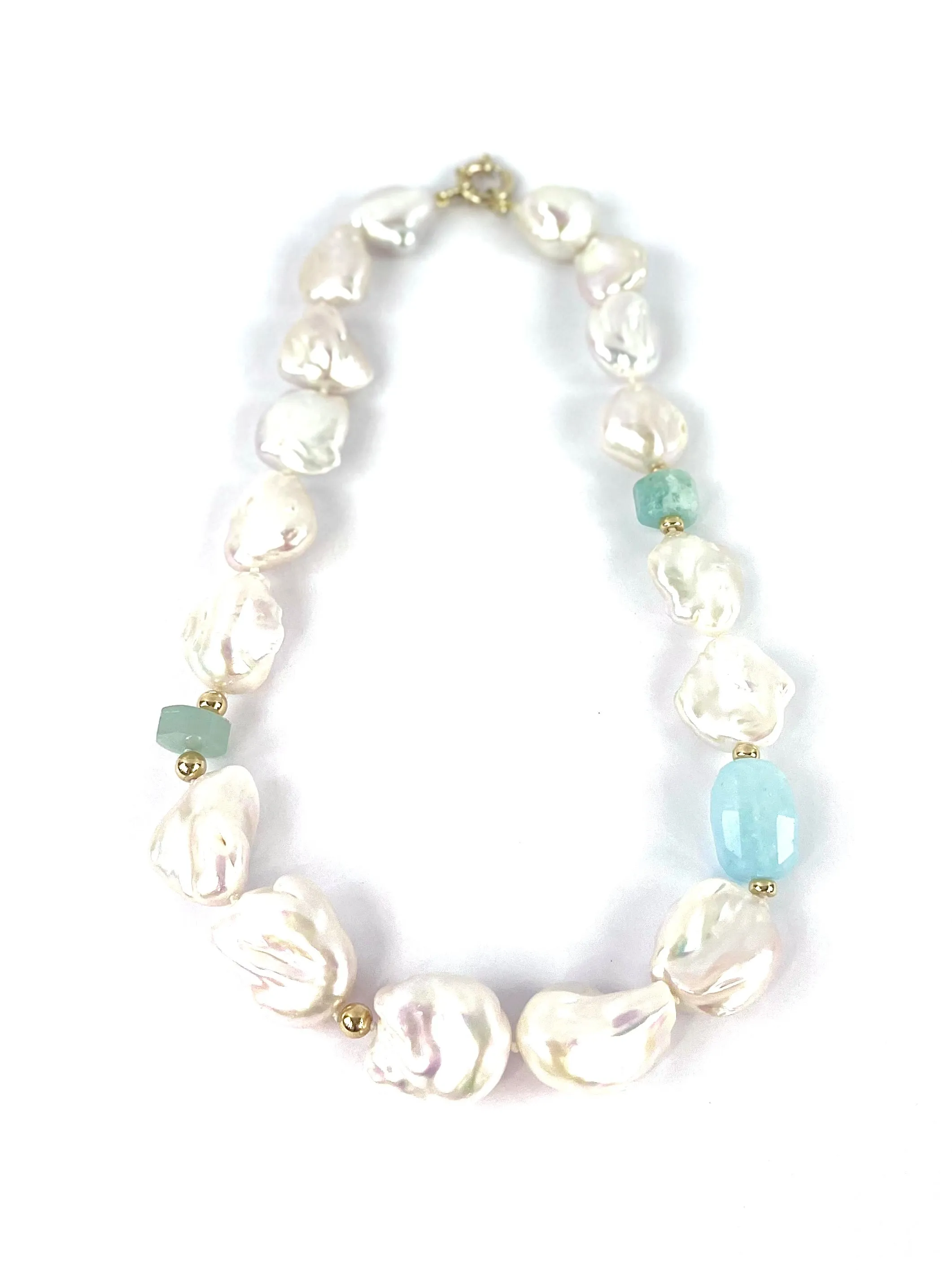 Aqua Pearl 9ct Necklace