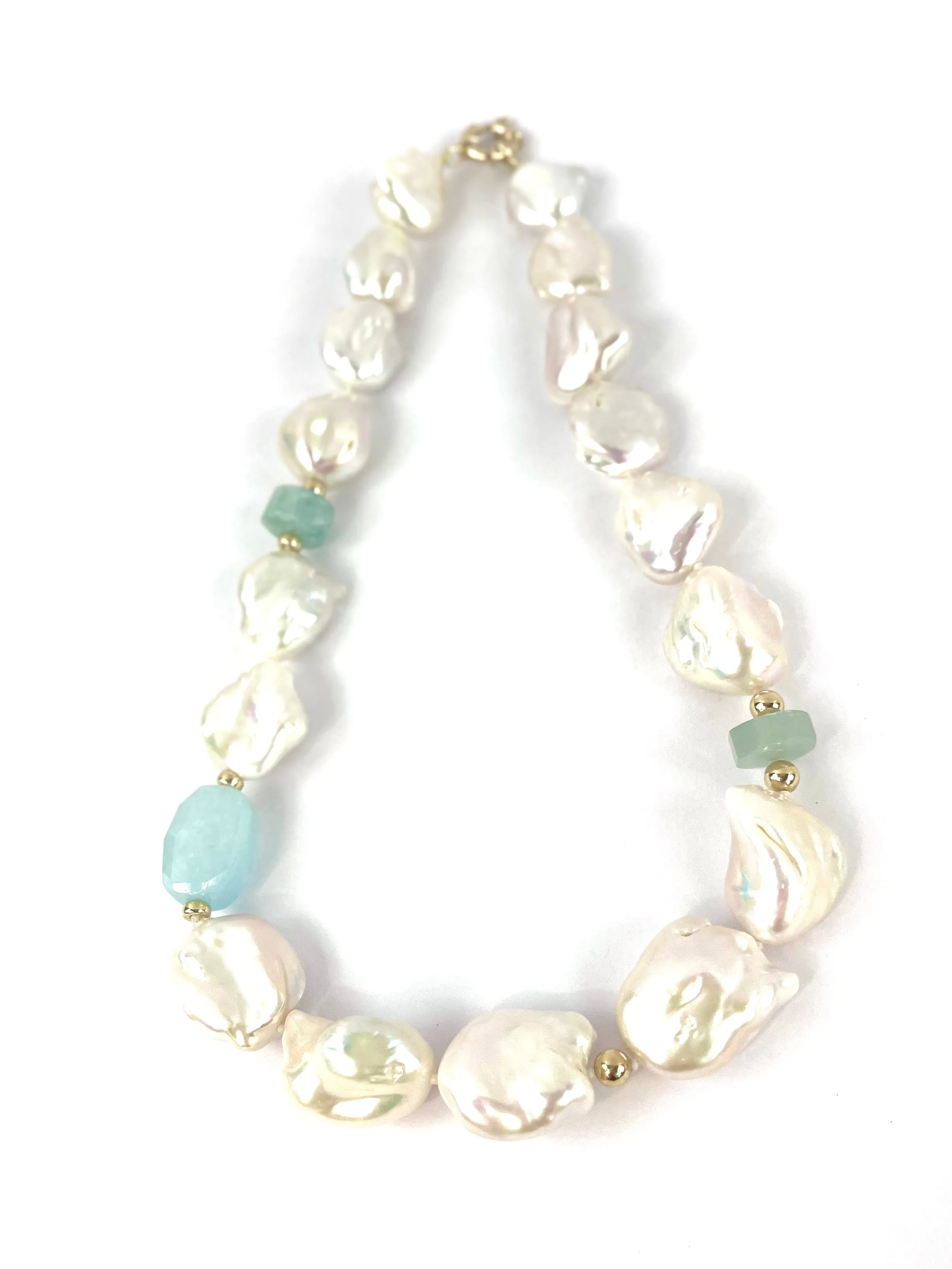 Aqua Pearl 9ct Necklace