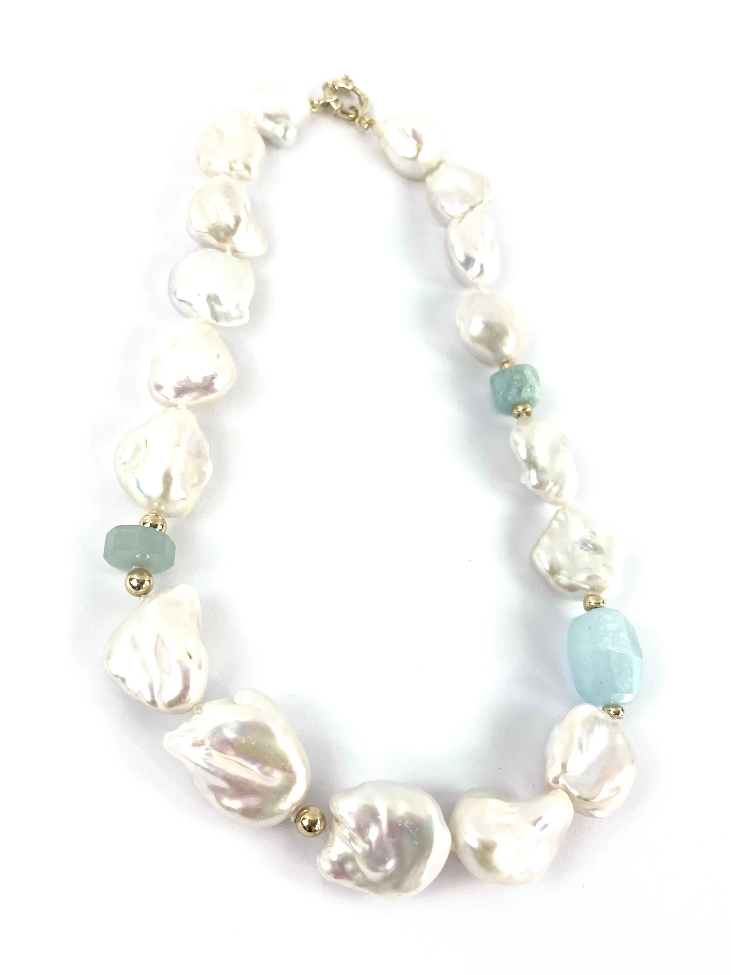 Aqua Pearl 9ct Necklace