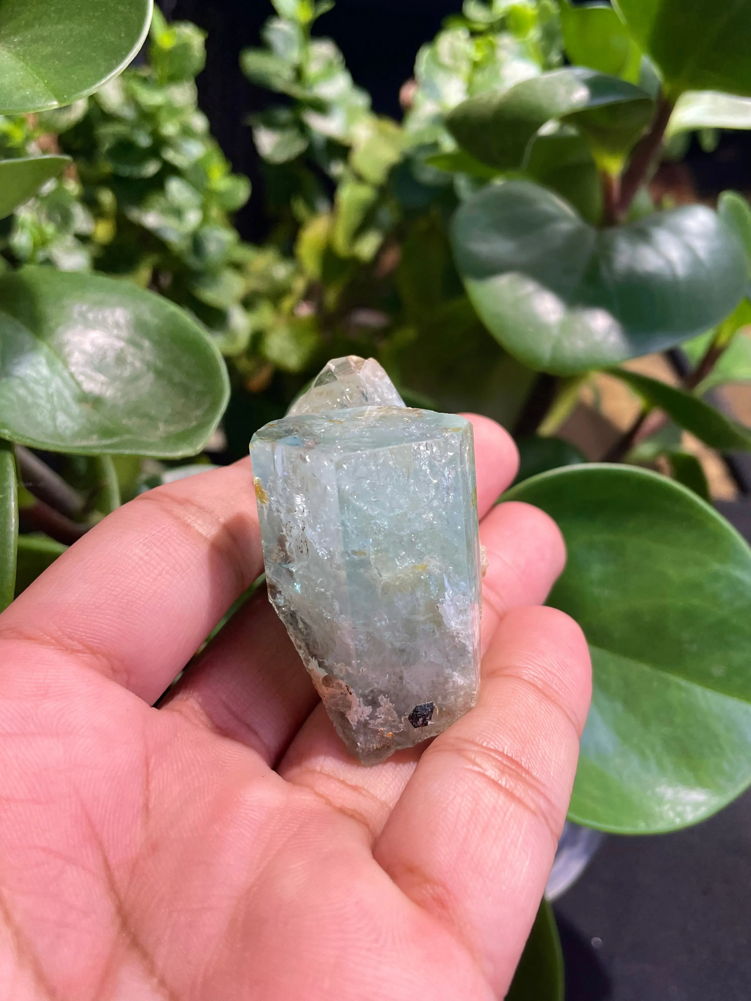 AQUAMARINE SPECIMEN 88g WITH BLACK TOURMALINE FROM ERONGO MOUNTAIN, ERONGO REGION, NAMIBIA, ERONGO AQUAMARINE CRYSTAL, CRYSTAL HEALING