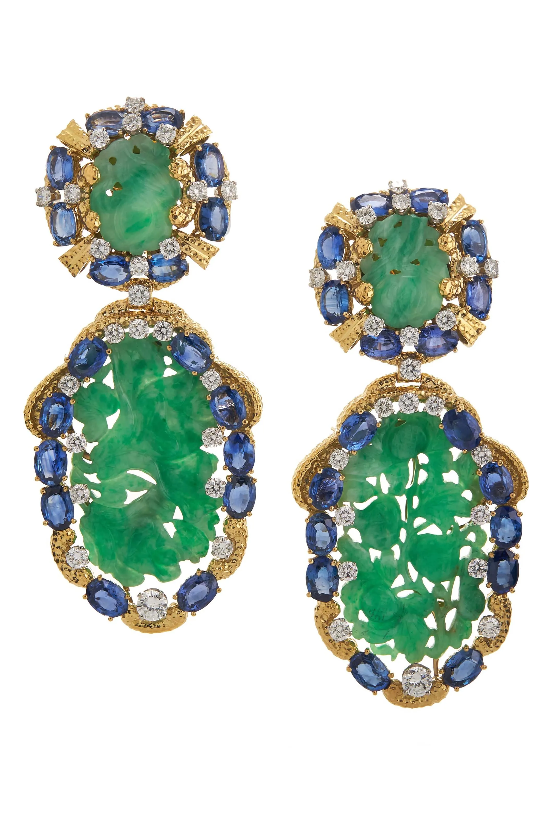 Carved Jade Ancient World Earrings