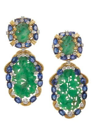 Carved Jade Ancient World Earrings