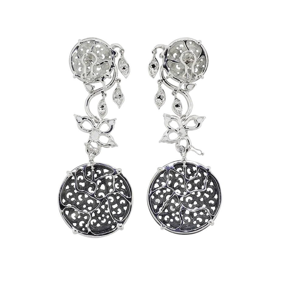 Carved Jade And Diamond Earrings
