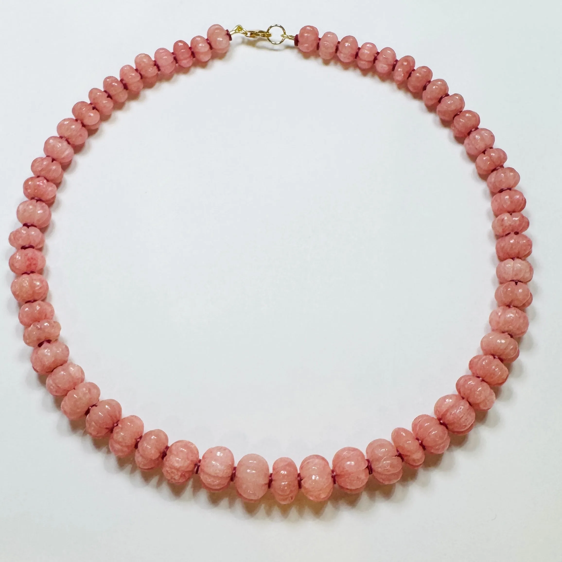 carved pink aquamarine candy necklace