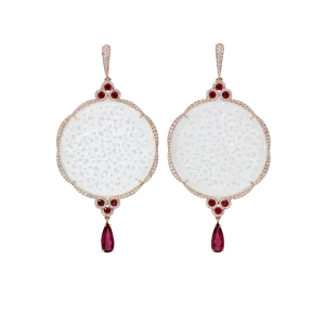 Carved White Jade Earrings