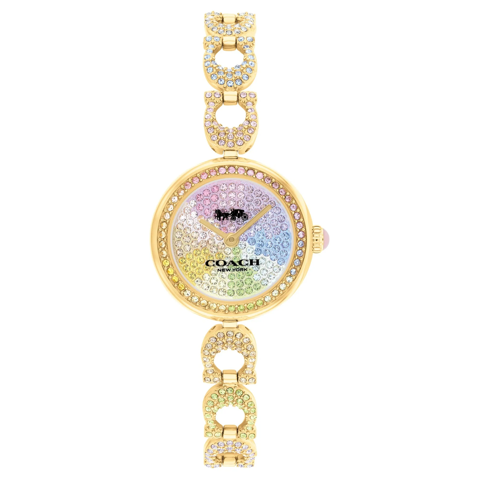 COACH Gracie Gold-Tone Rainbow Crystal Bangle Bracelet Watch 23mm - 14504220