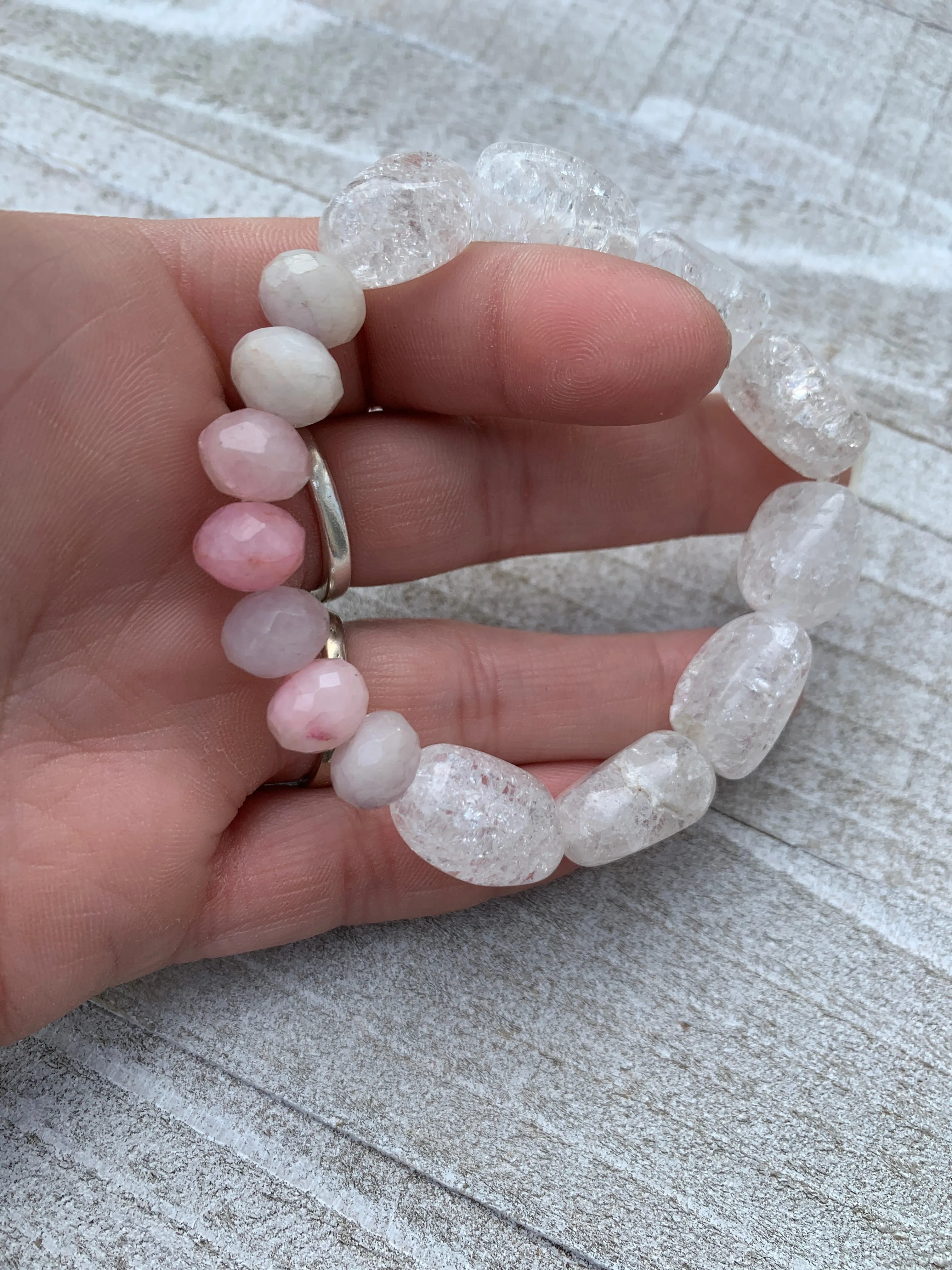 Cracked clear quartz bracelet