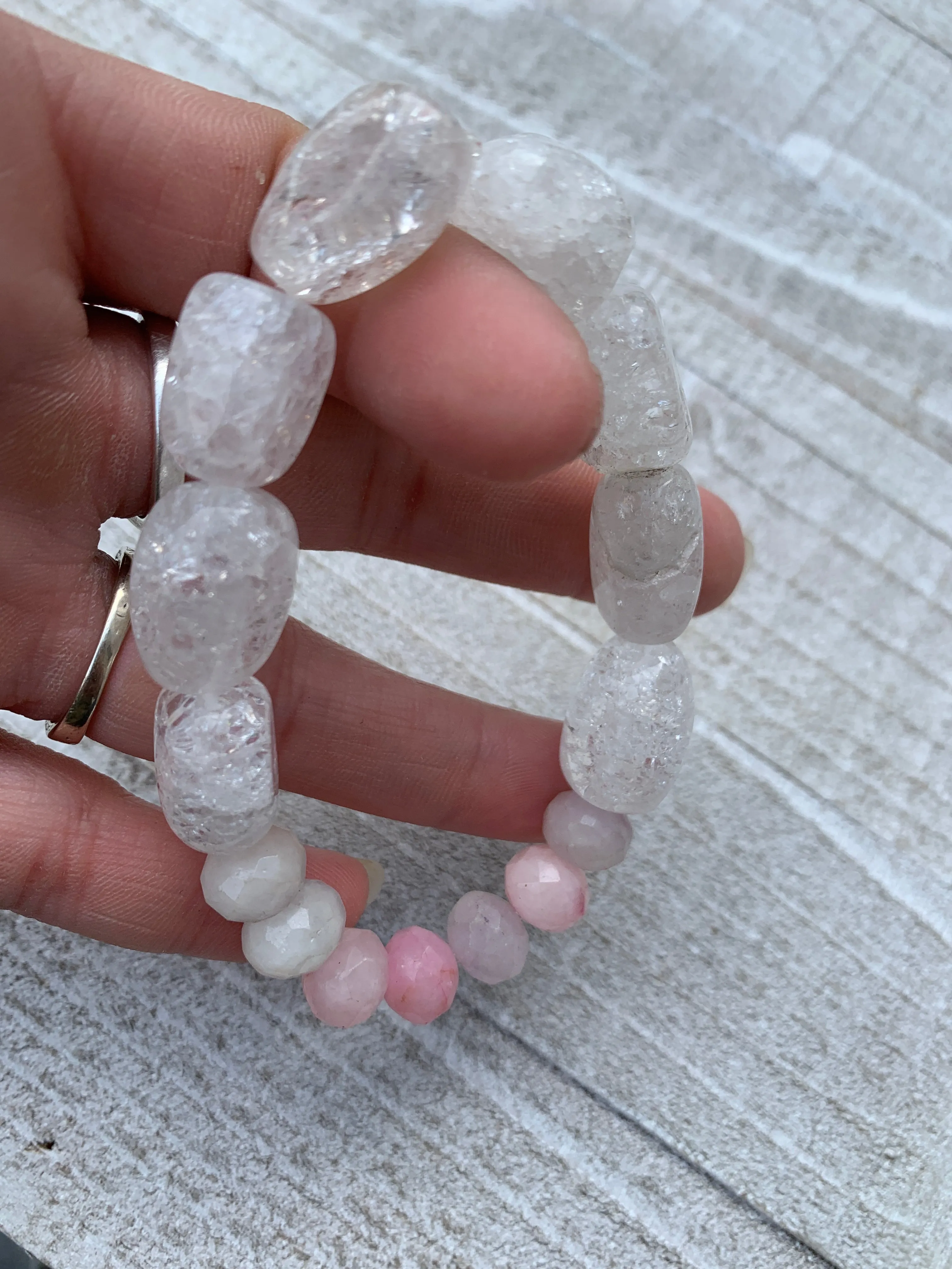 Cracked clear quartz bracelet