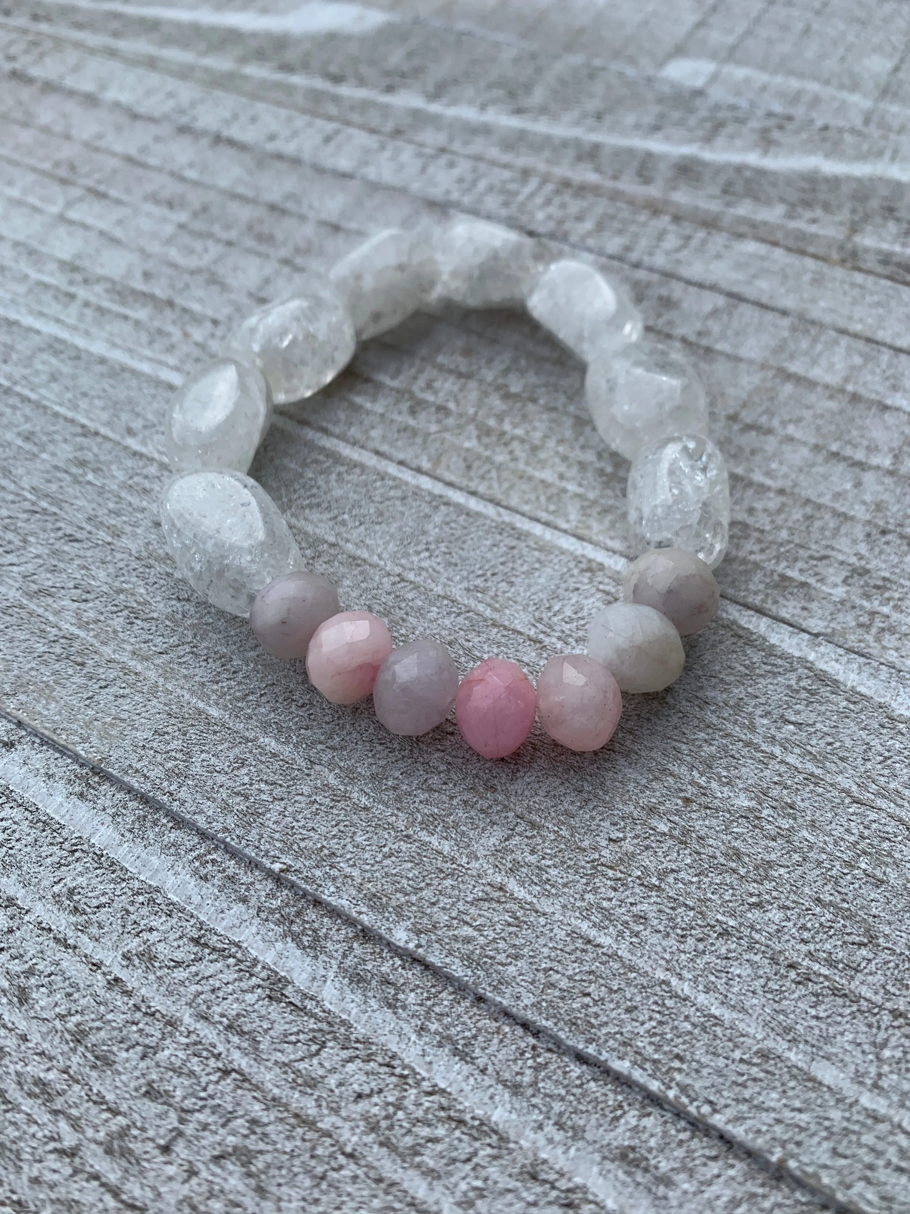 Cracked clear quartz bracelet