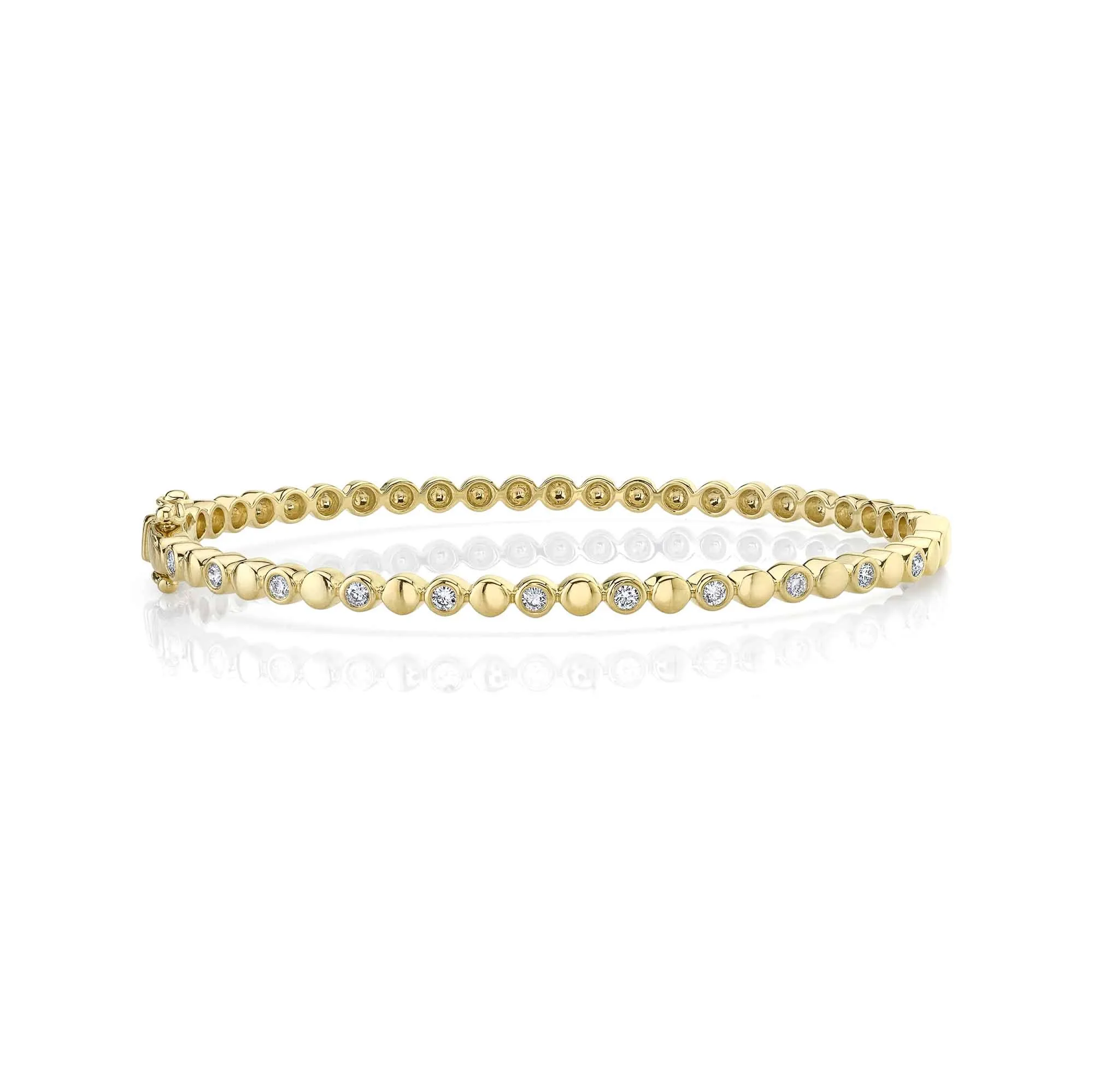 Diamond Bead & Bezel Bangle Bracelet