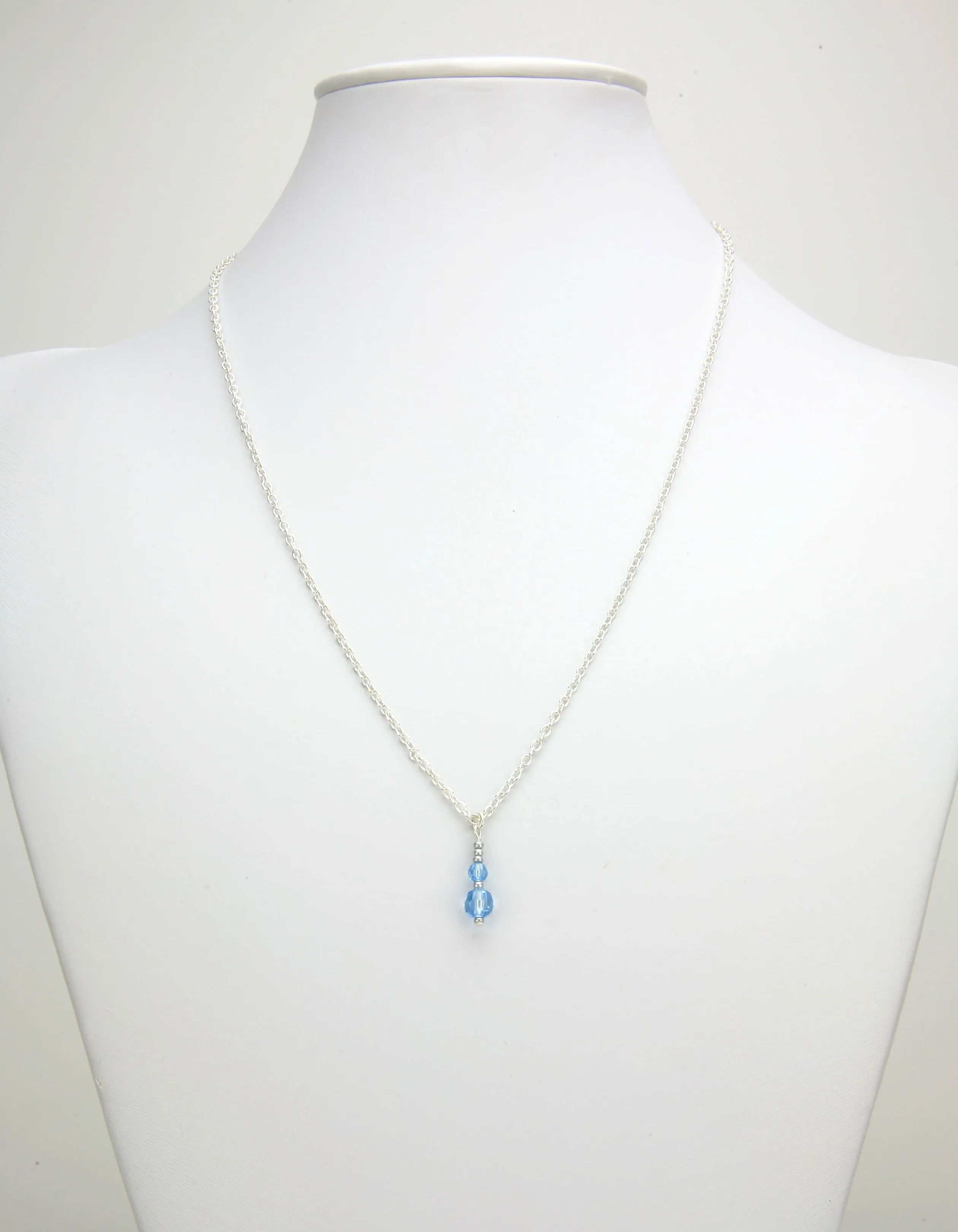 Double Aquamarine Silver March Birthstone Pendant