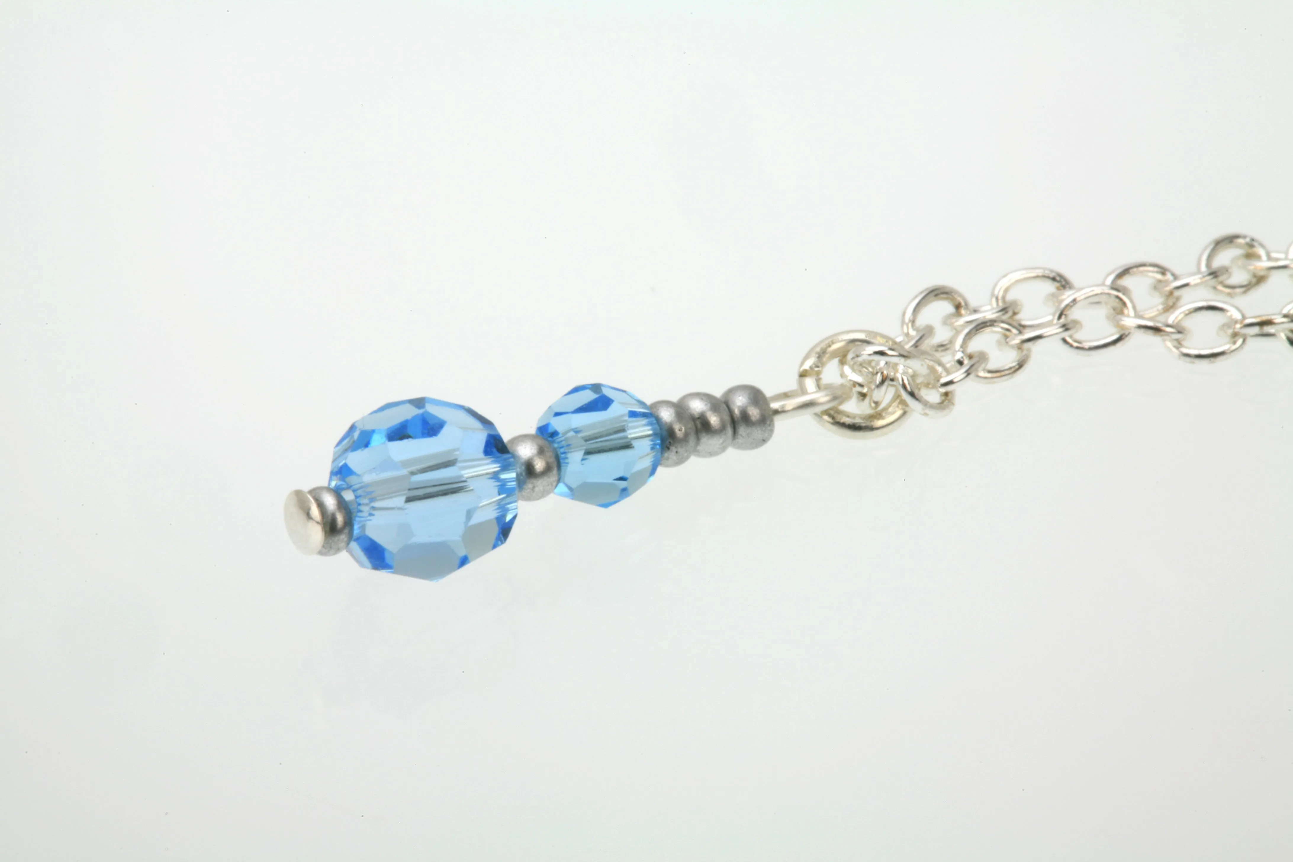 Double Aquamarine Silver March Birthstone Pendant