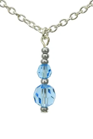 Double Aquamarine Silver March Birthstone Pendant