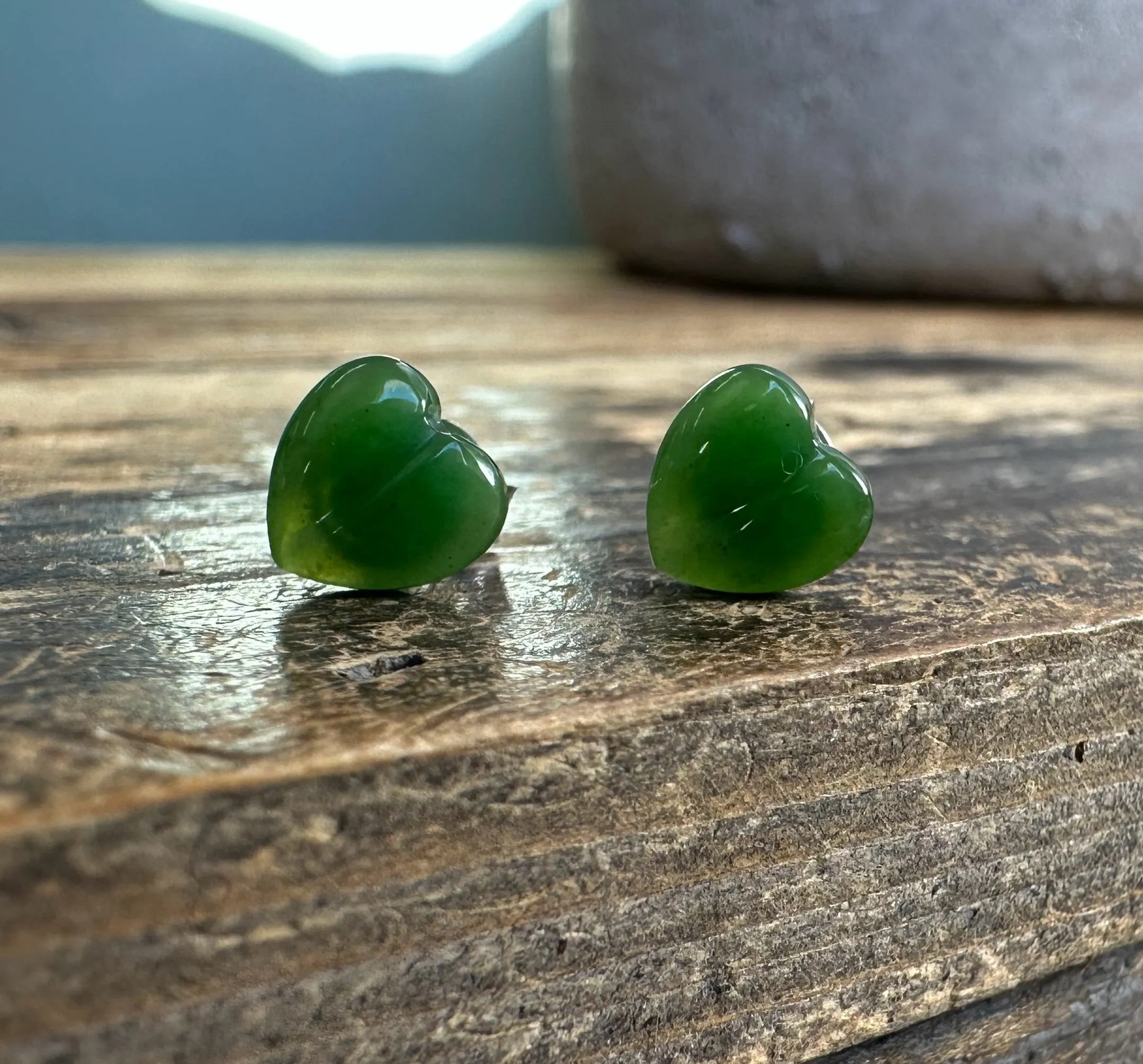 Earrings, Heart A  Quality 7x8mm