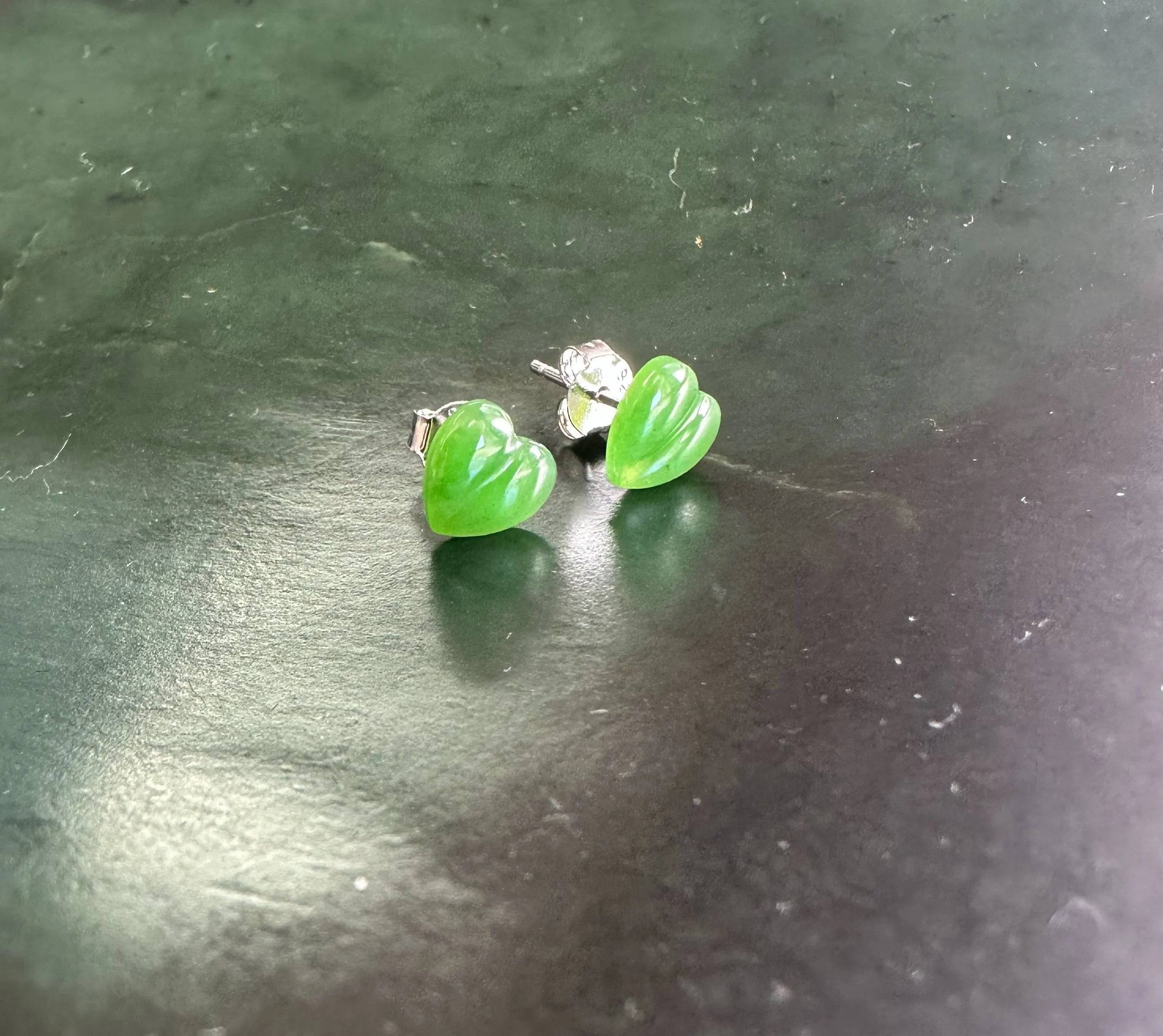 Earrings, Heart A  Quality 7x8mm