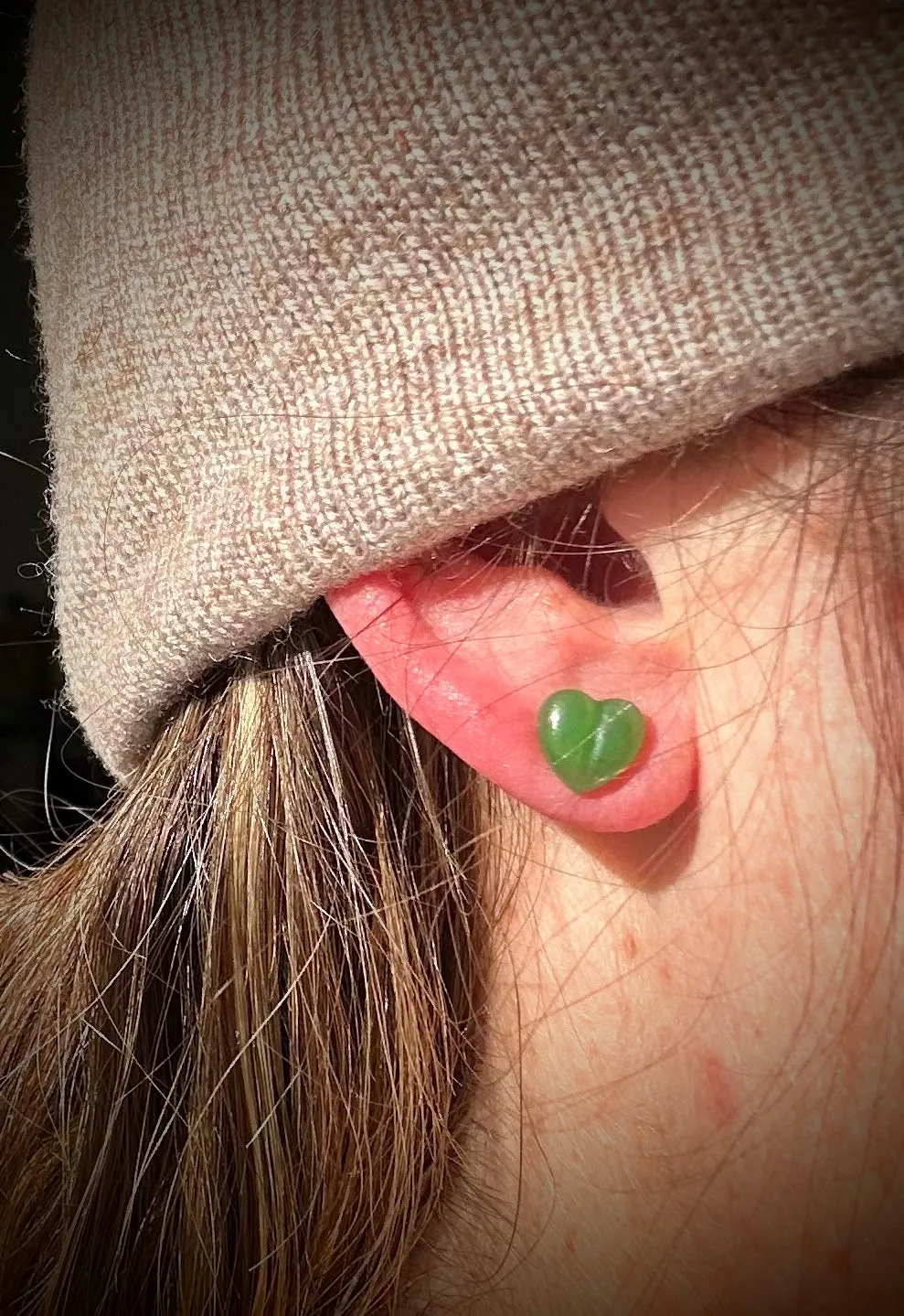 Earrings, Heart A  Quality 7x8mm