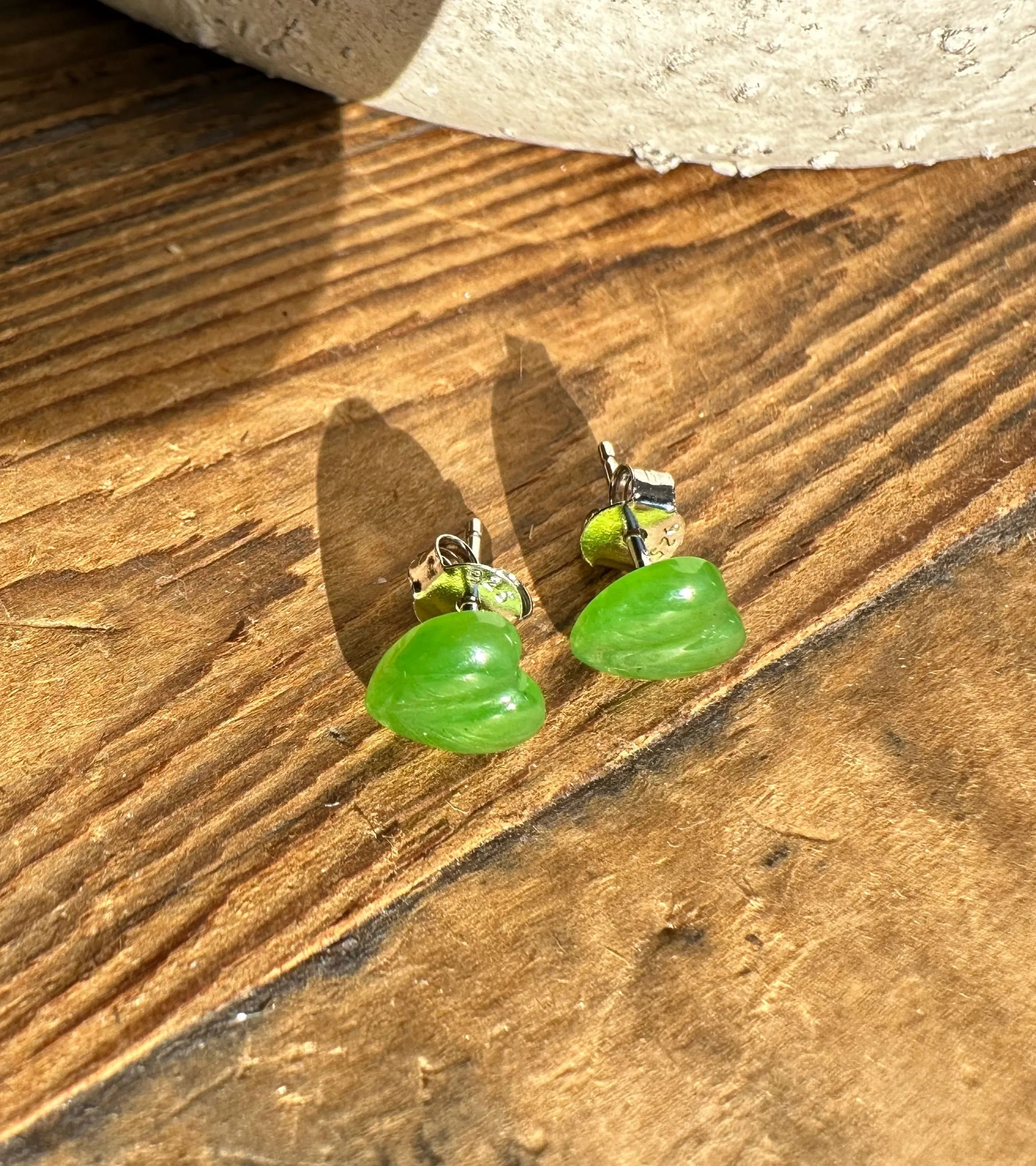 Earrings, Heart A  Quality 7x8mm