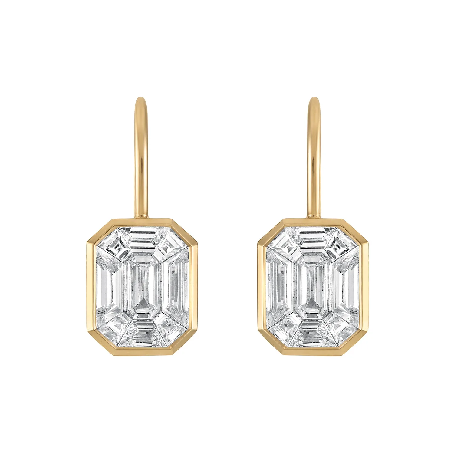 Emerald Cut Diamond Drop Earrings