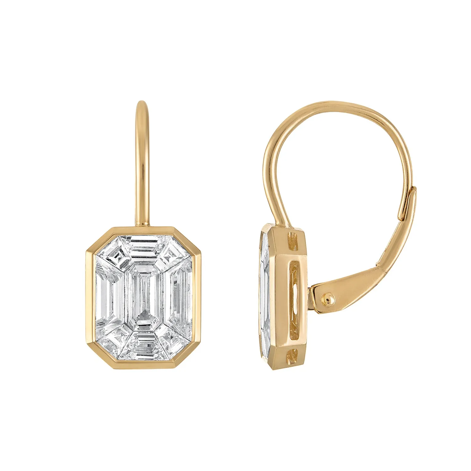 Emerald Cut Diamond Drop Earrings