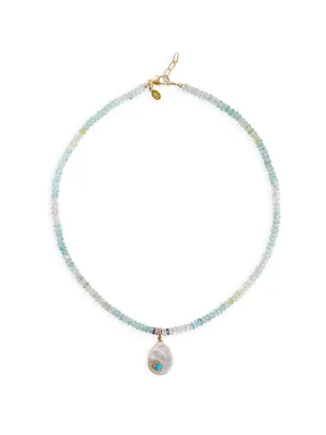 Gemburst Diamond Aquamarine Necklace