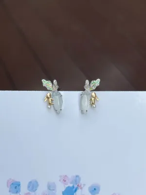 Glassy Jade Earrings - Radish (NJE138)