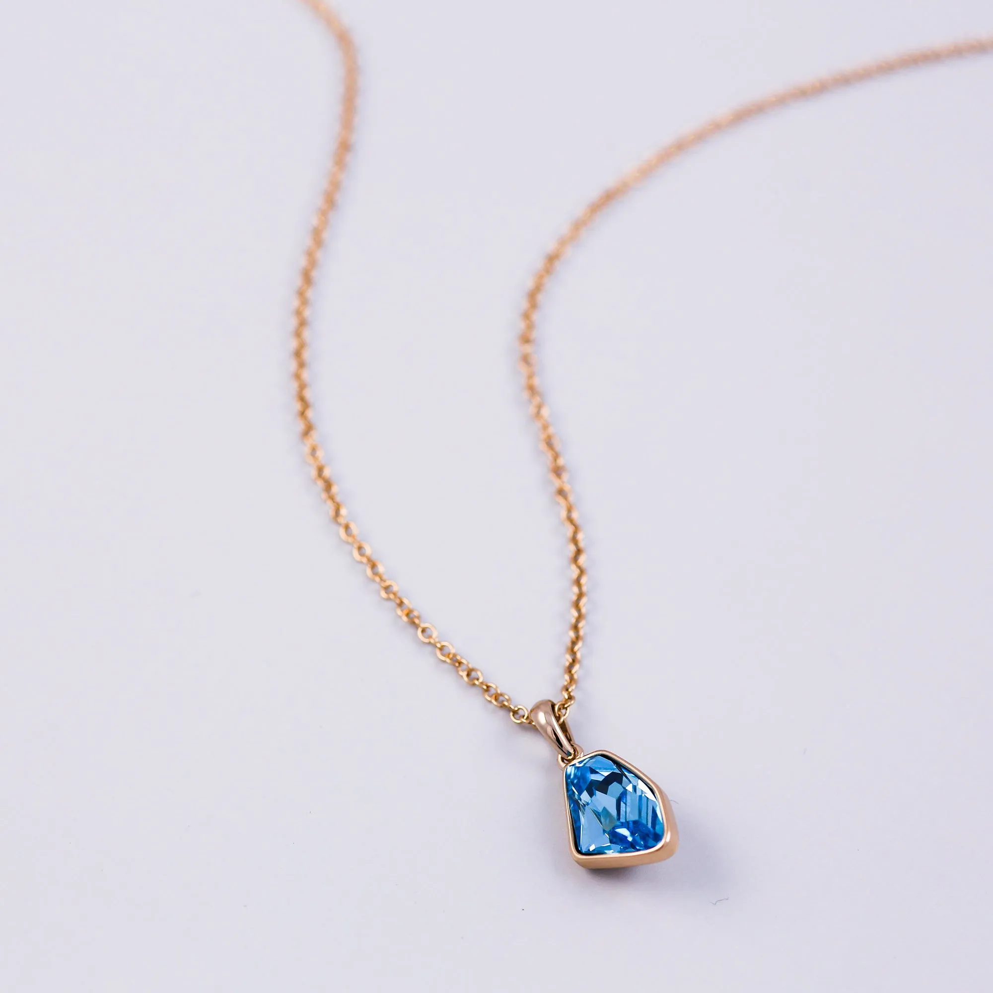 Gold & Aquamarine Crystal Asteroid Necklace