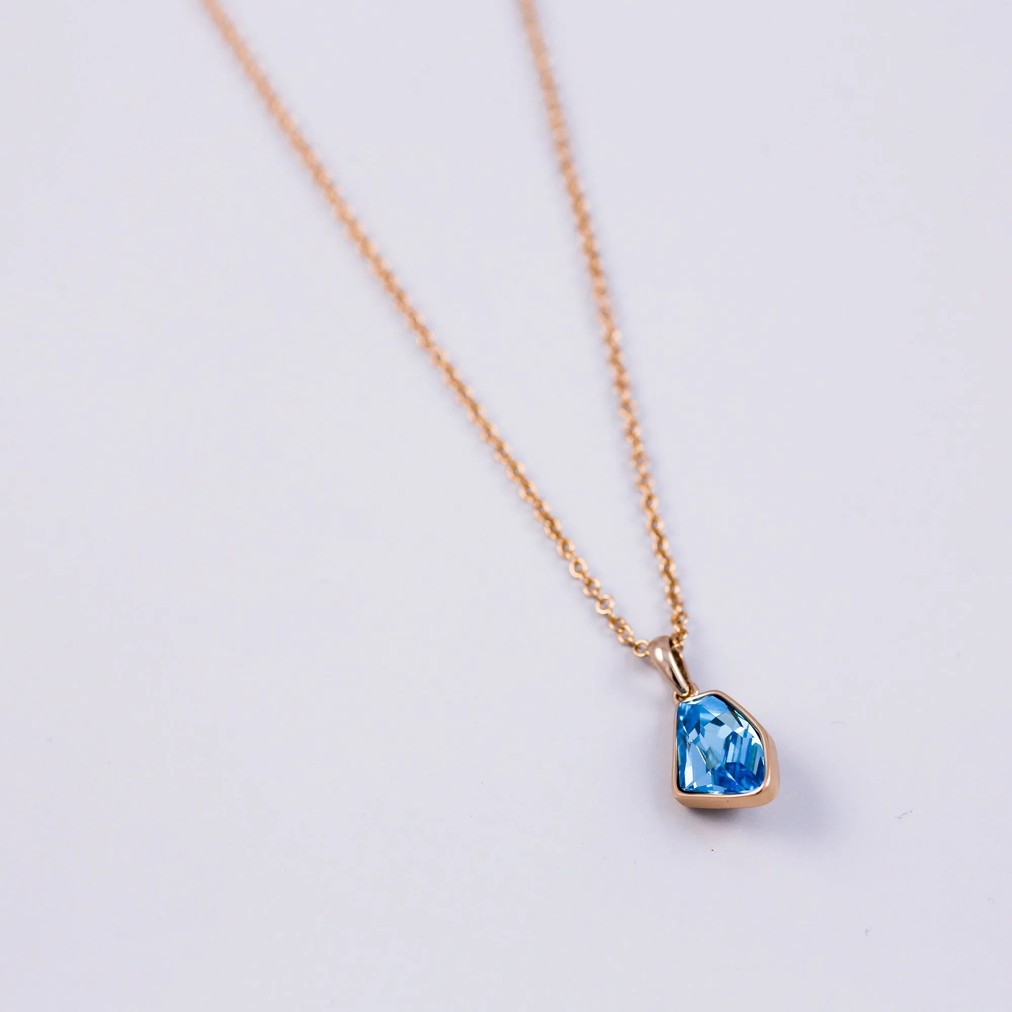 Gold & Aquamarine Crystal Asteroid Necklace