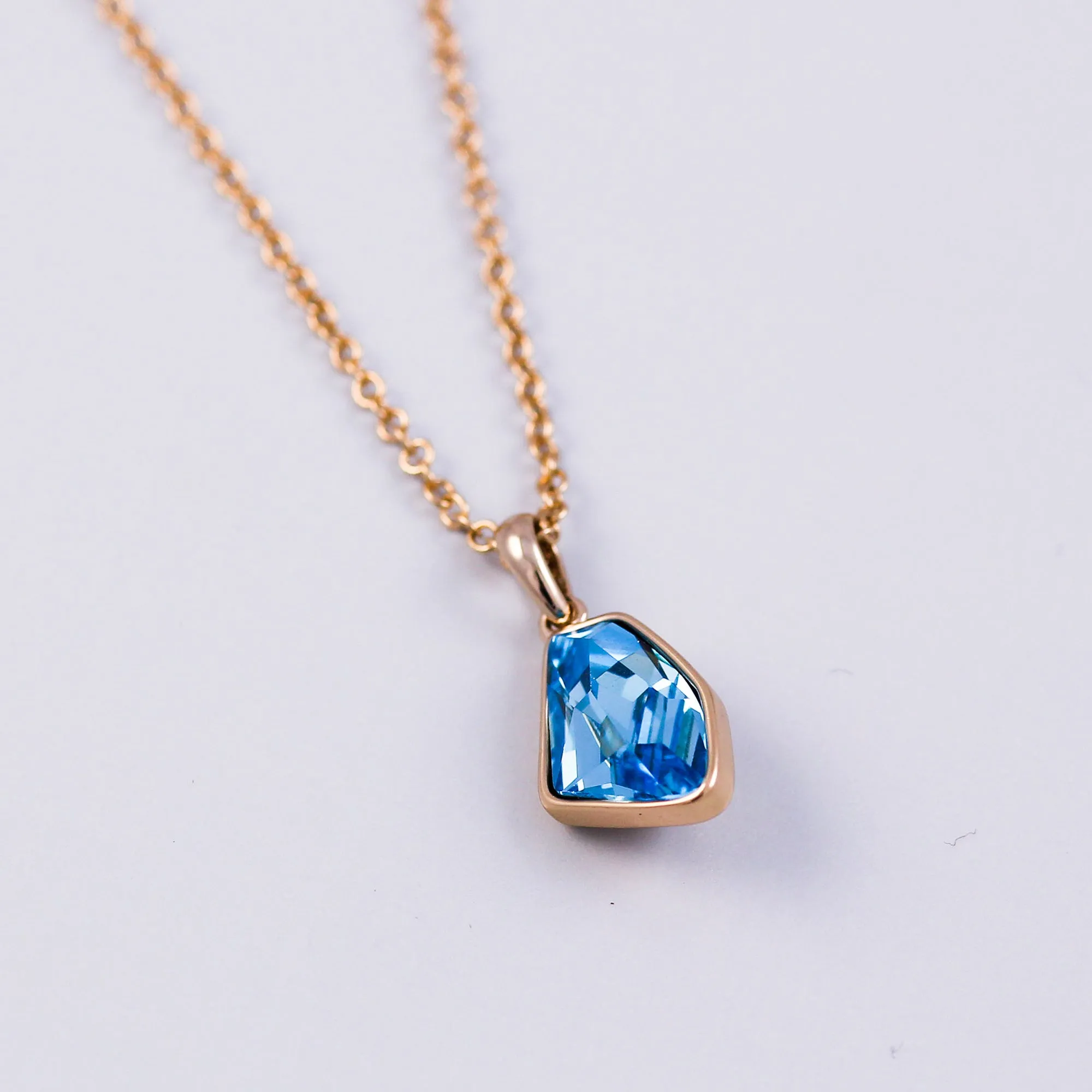 Gold & Aquamarine Crystal Asteroid Necklace