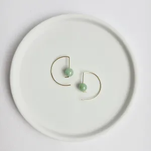 Halfmoon Earrings / Green Jade