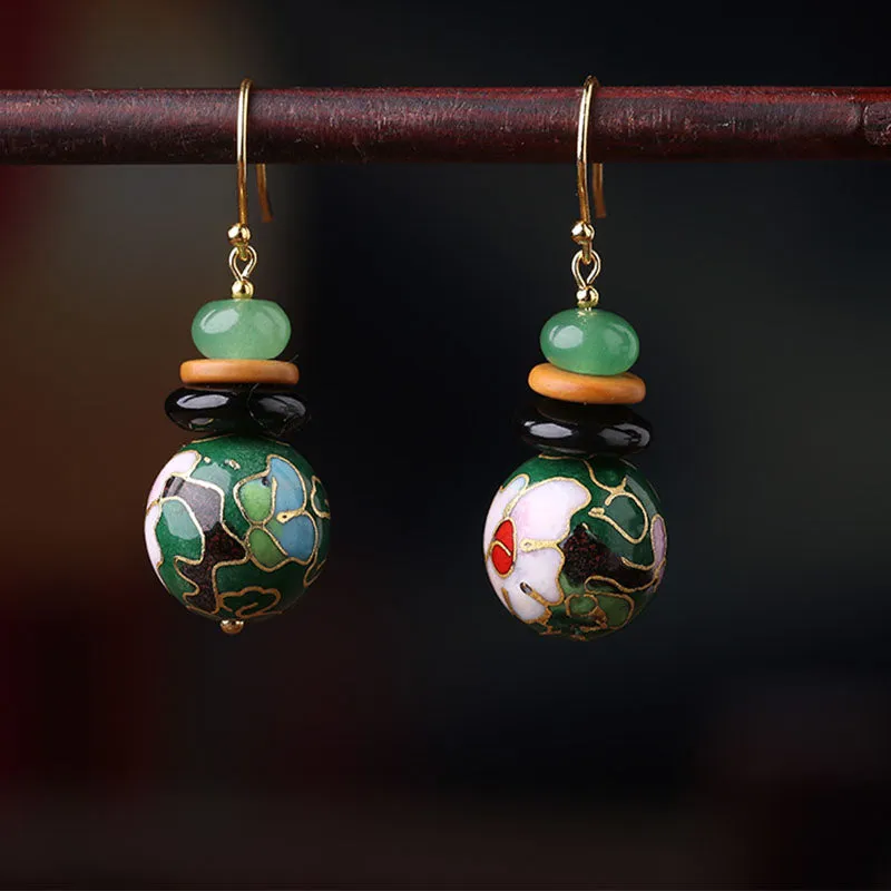 Handcrafted Cloisonné Jade Earrings