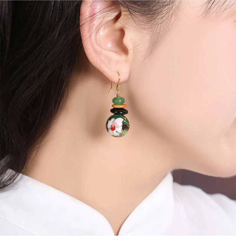 Handcrafted Cloisonné Jade Earrings