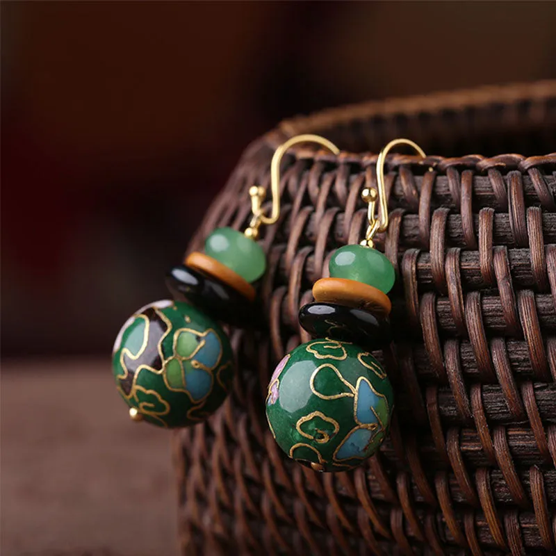 Handcrafted Cloisonné Jade Earrings