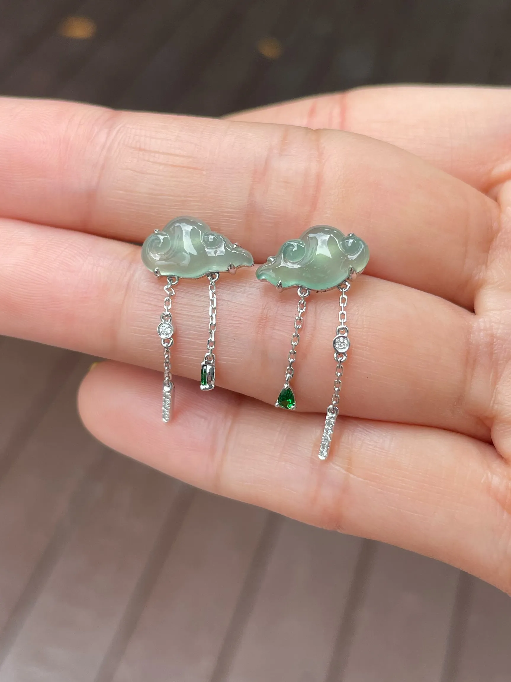 Icy Jade Clouds Earrings (NJE133)