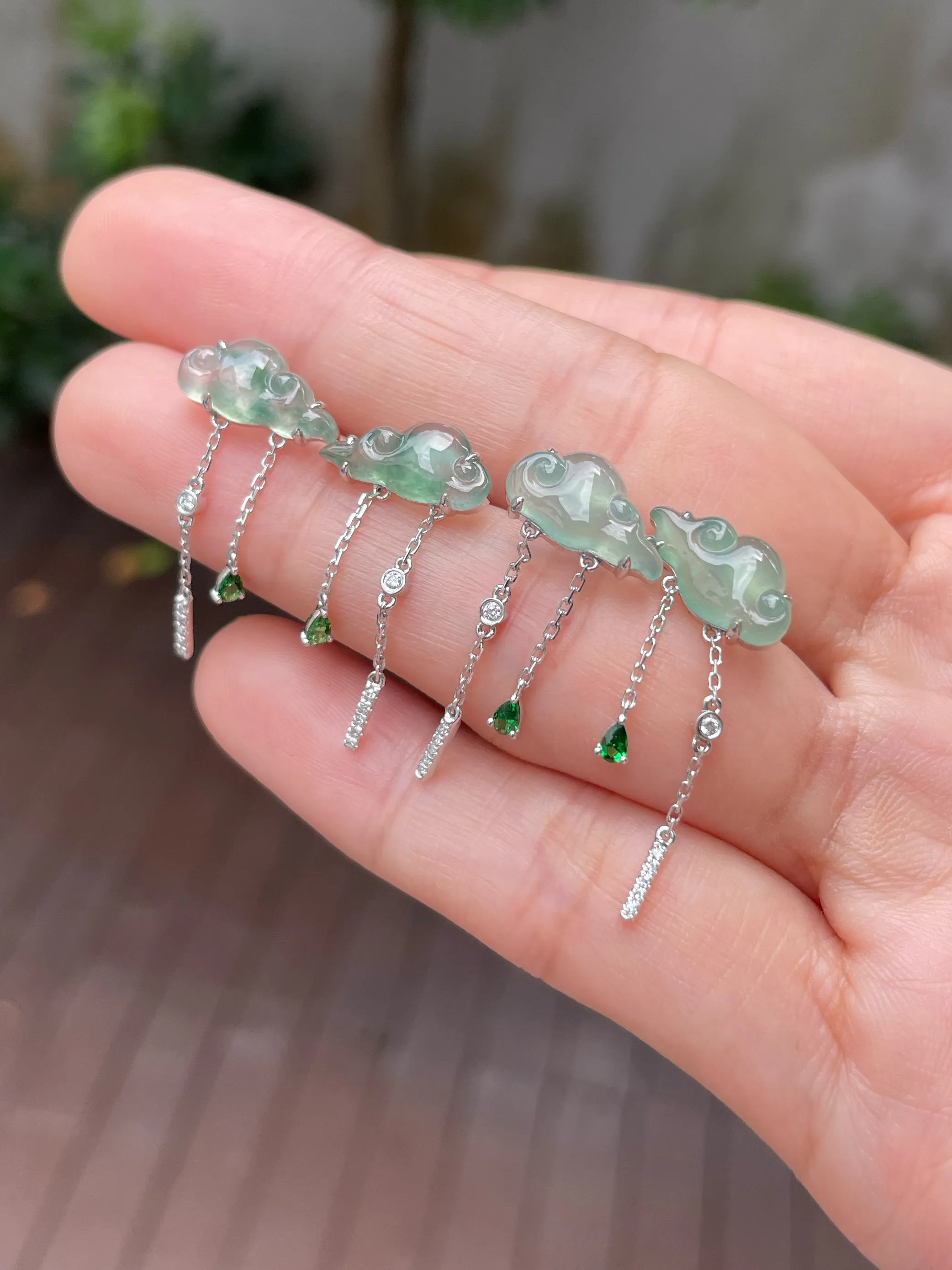 Icy Jade Clouds Earrings (NJE133)