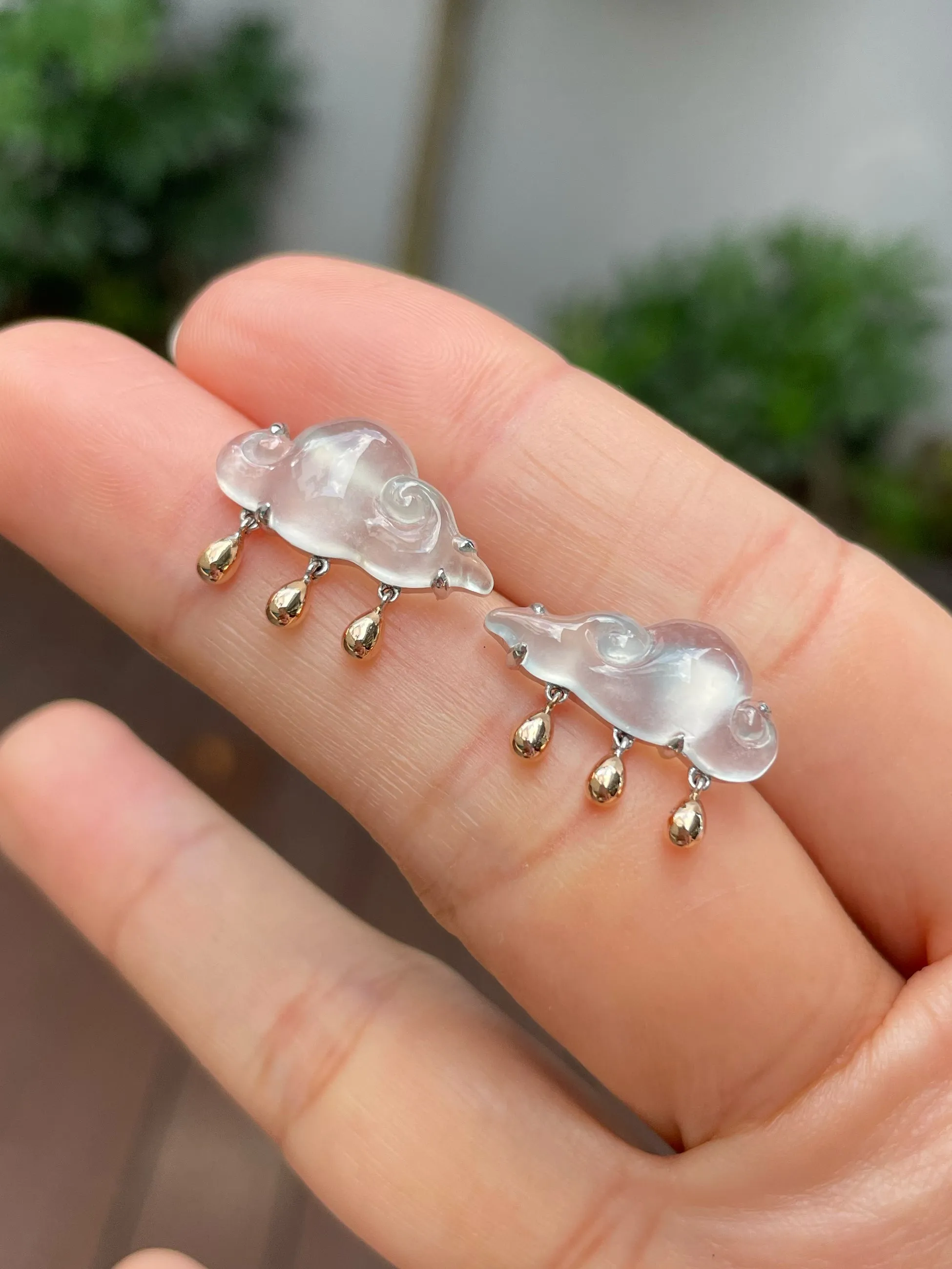 Icy Jade Clouds Earrings (NJE148)