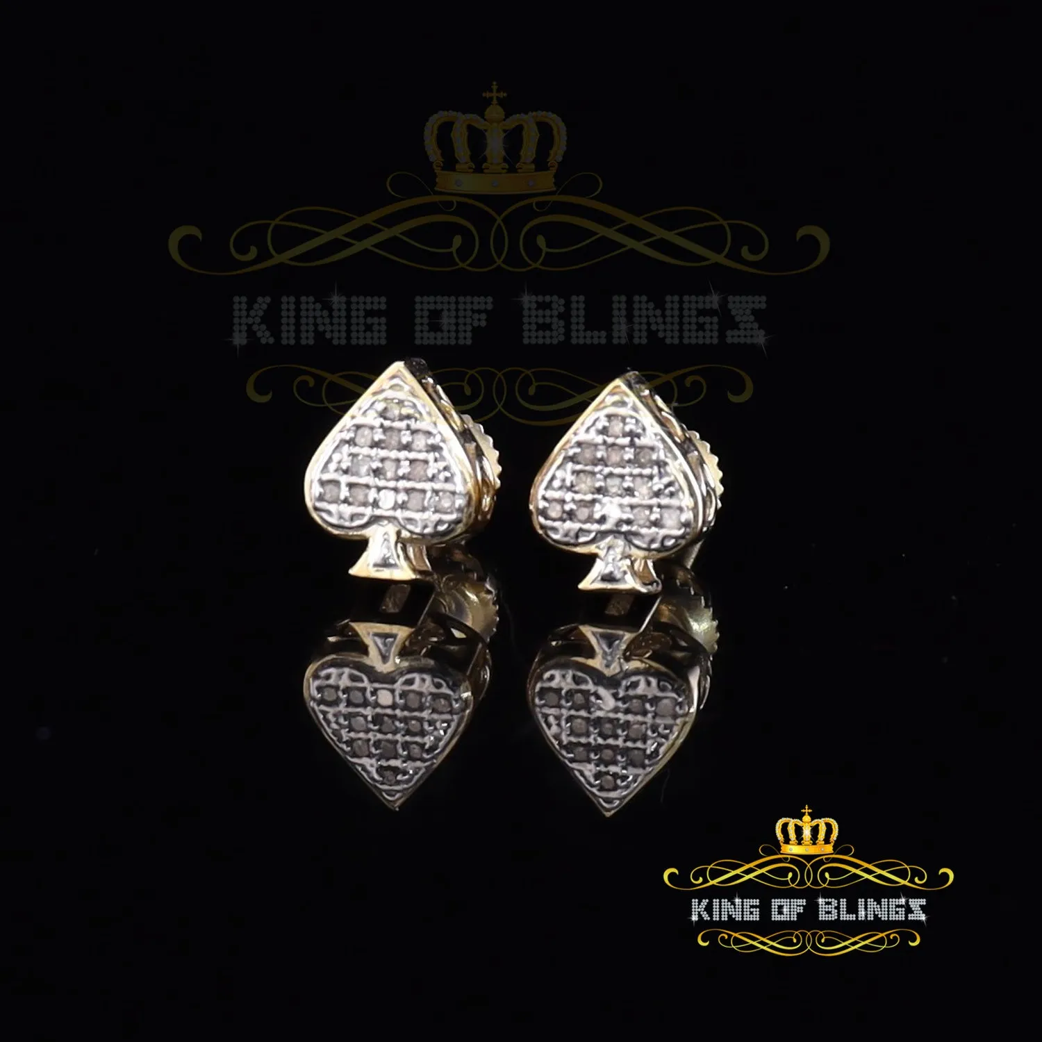 King of Blings-925 Sterling Silver Yellow 0.05ct Diamond For Women's & Men's Stud Heart Earring