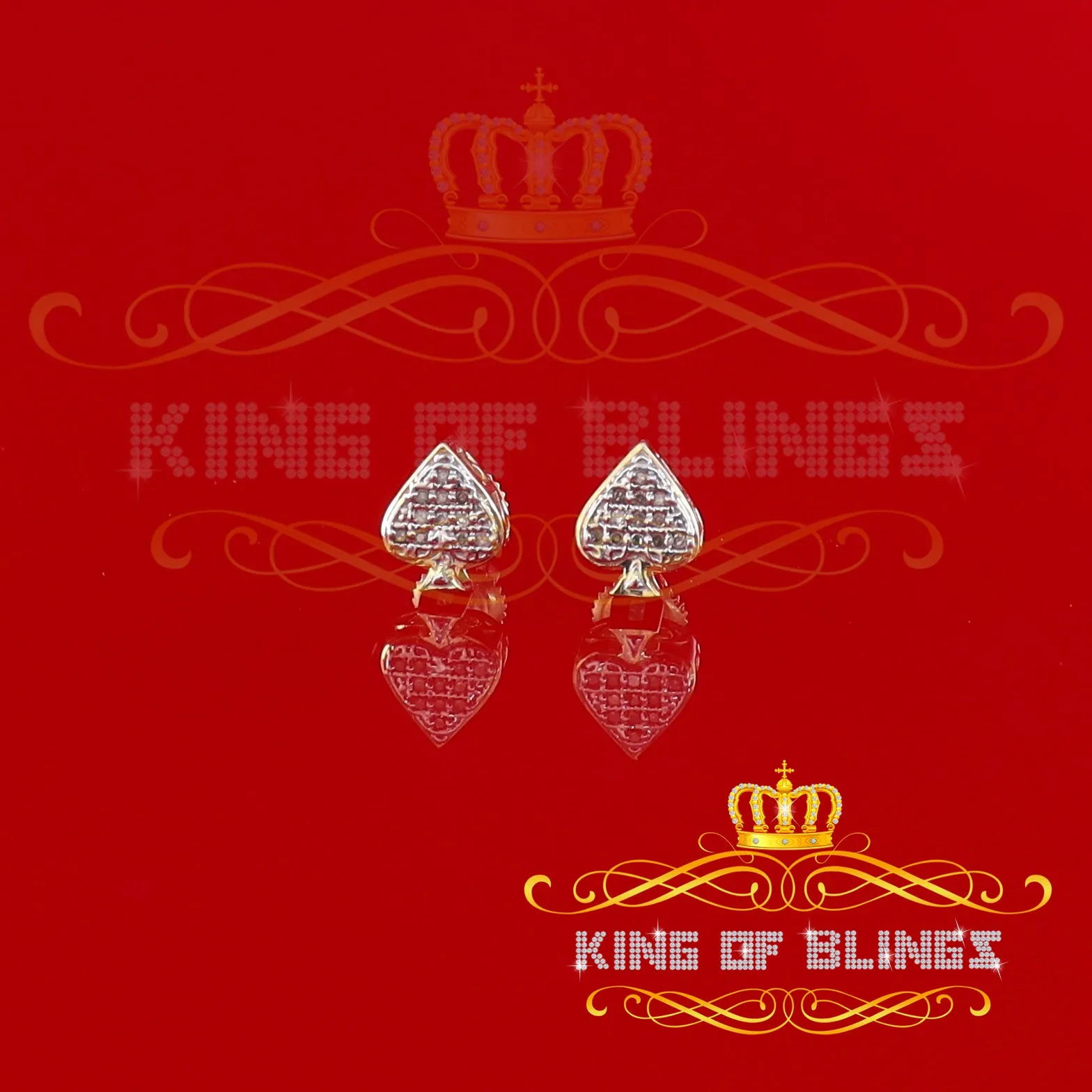King of Blings-925 Sterling Silver Yellow 0.05ct Diamond For Women's & Men's Stud Heart Earring